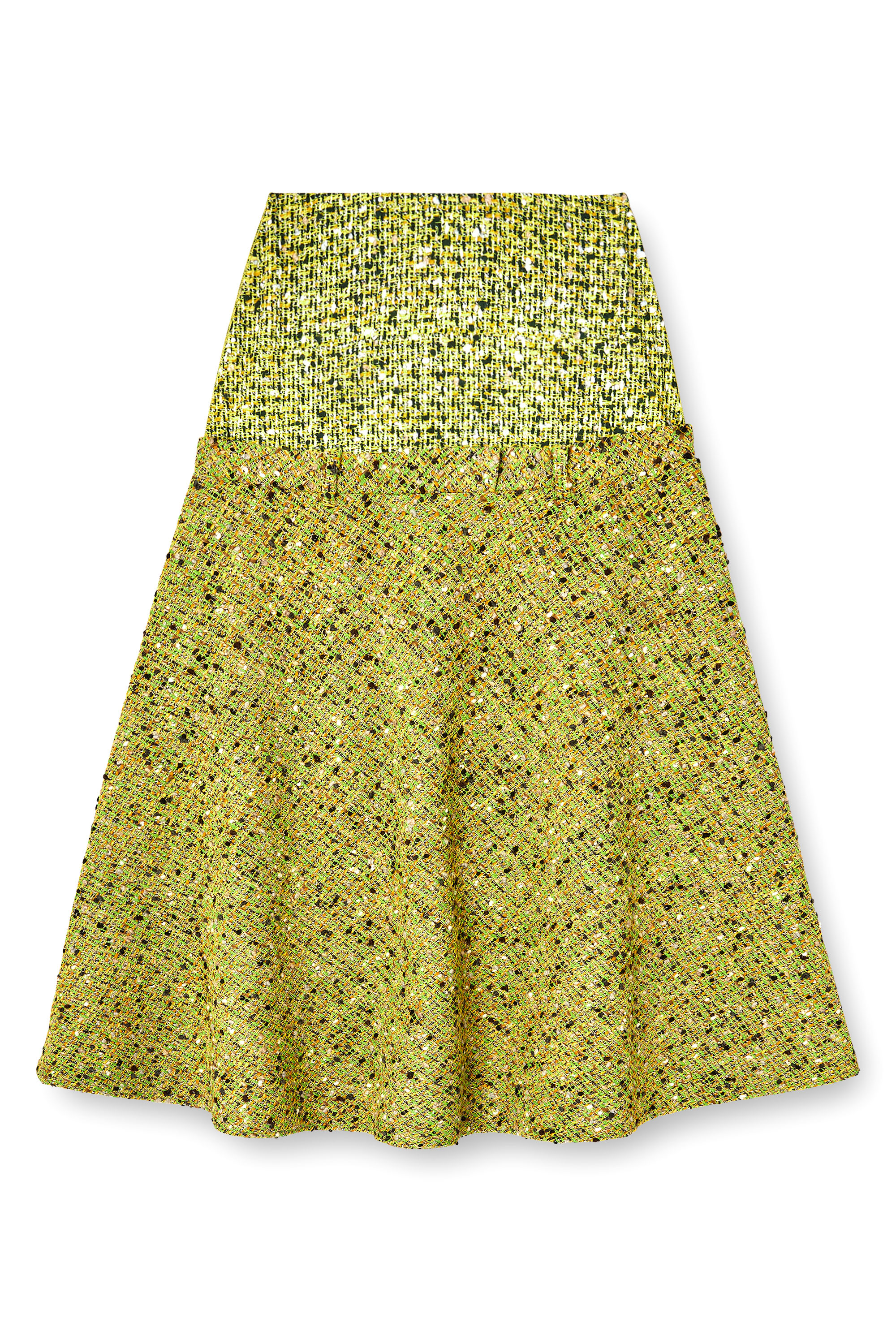 Diesel - O-GRACE-MIX, Gona bouclé con vita in lycra Donna in Verde - 3