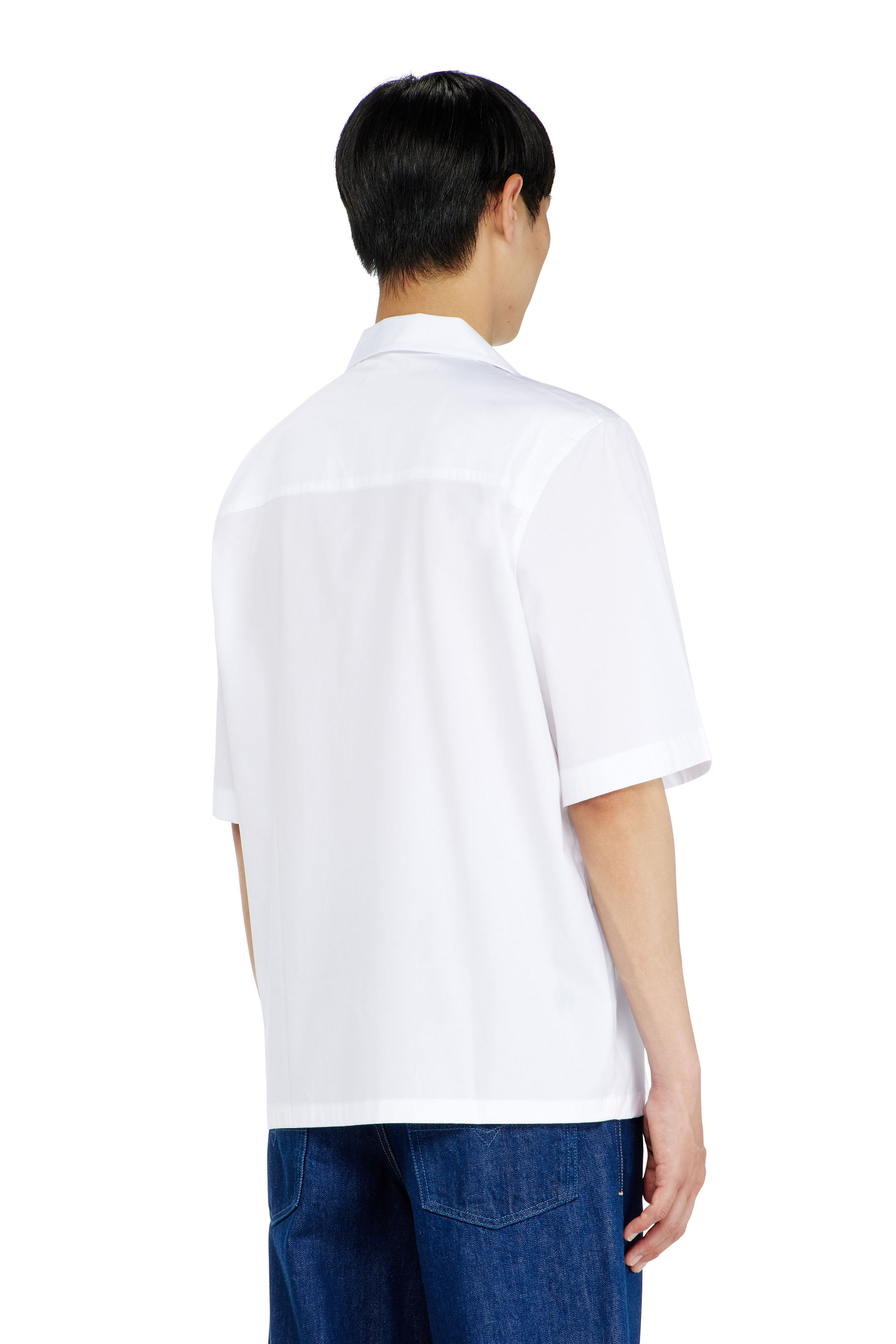 Diesel - S-MAC-GSBH, Camicia in popeline elasticizzato con ricamo Oval D Uomo in Bianco - 3