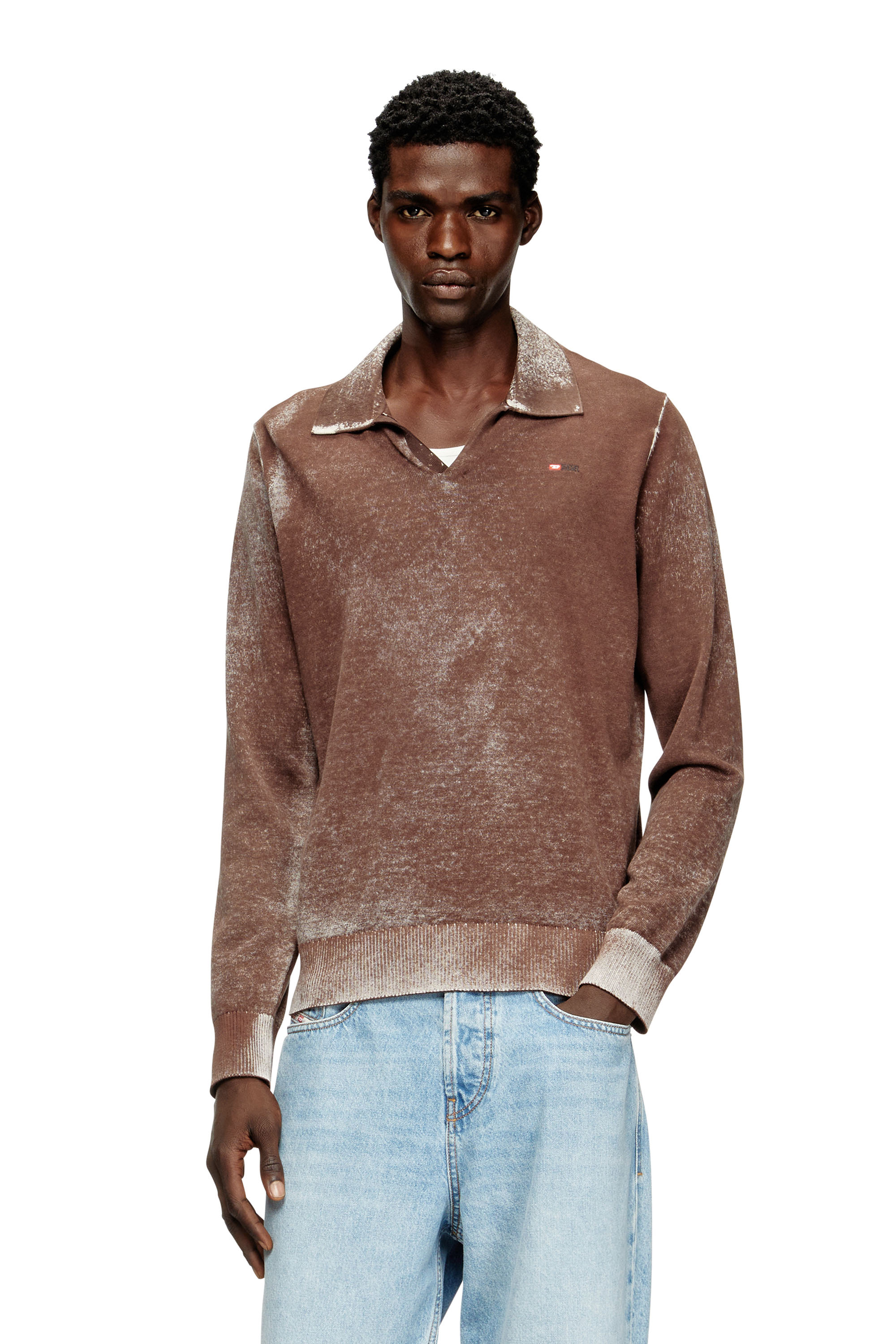 Diesel - K-LAWRENCE, Polo jumper with faded reverse print Uomo in Multicolor - 1