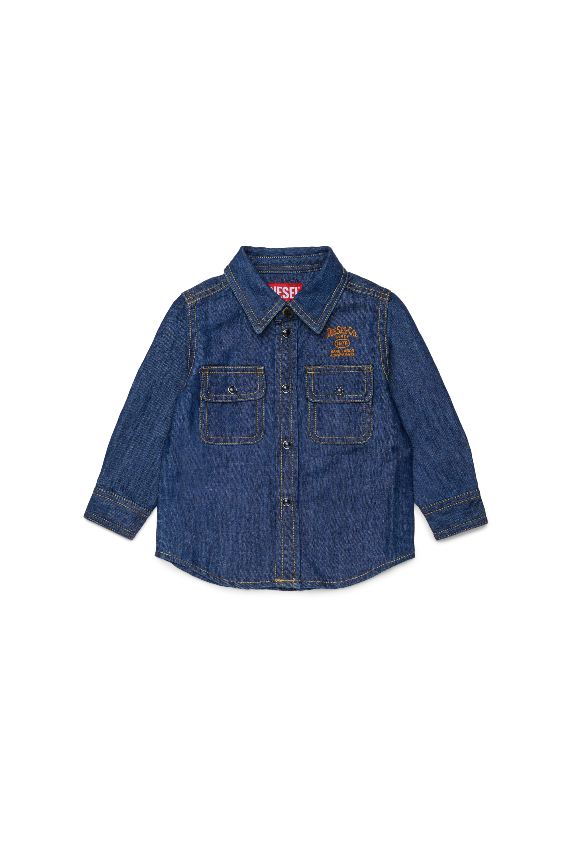 Diesel - CARTOB, Camicia in denim con ricamo logo Uomo in Blu - 1