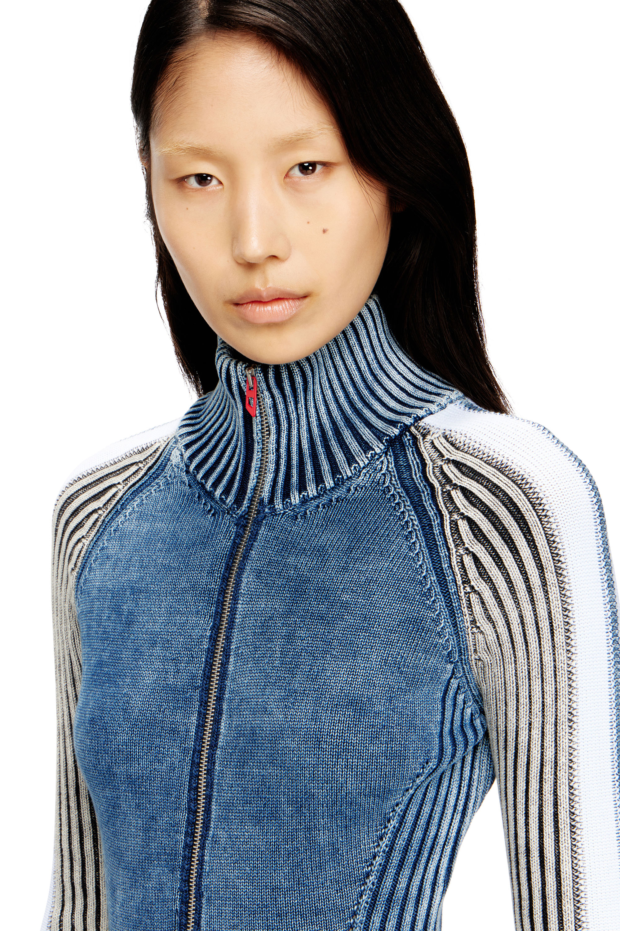 Diesel - M-ESTELLE, Abito dolcevita corto a coste color indaco Donna in ToBeDefined - 4