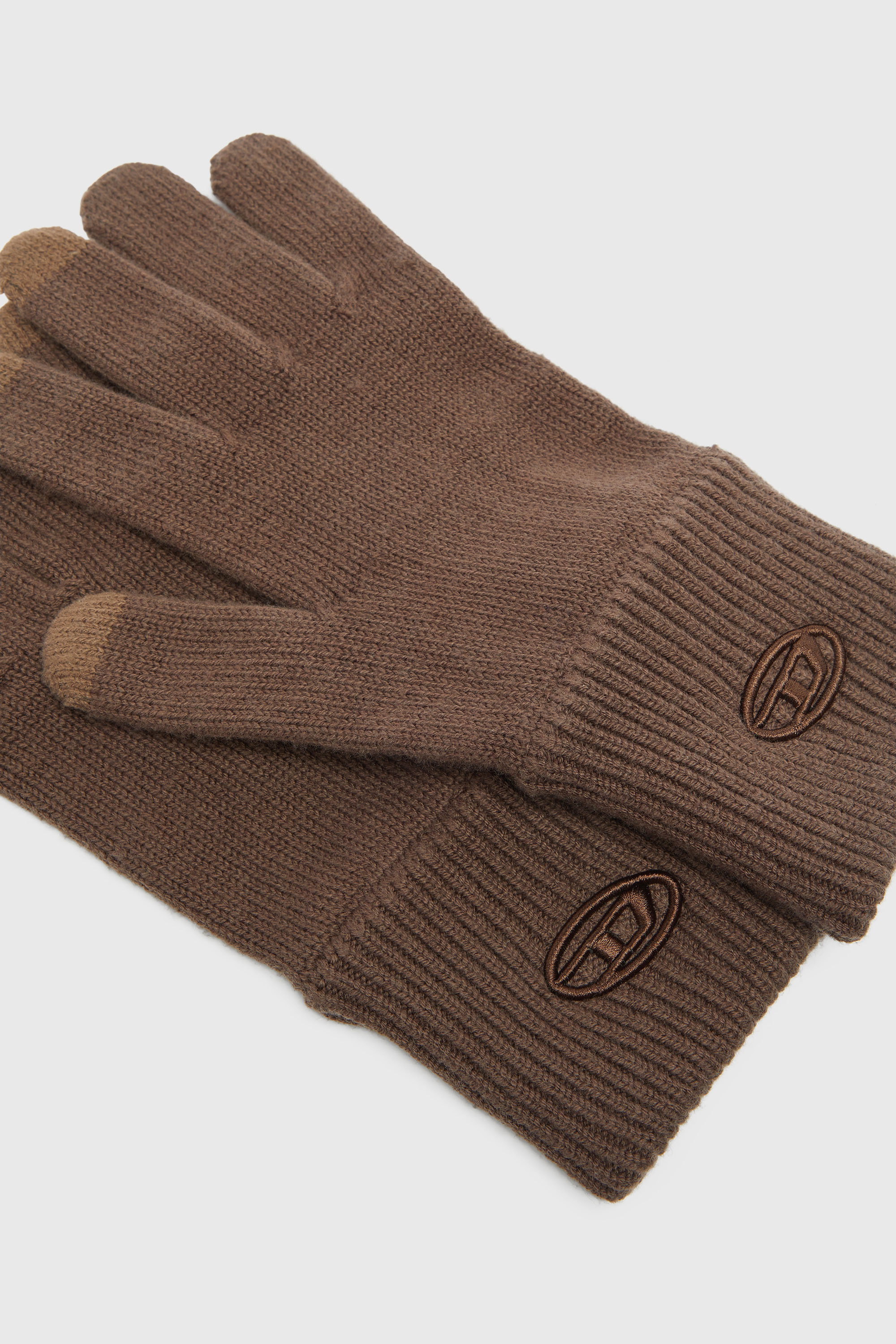 Diesel - K-CODY-A, Guanti in misto lana con logo ricamato Unisex in Marrone - 2