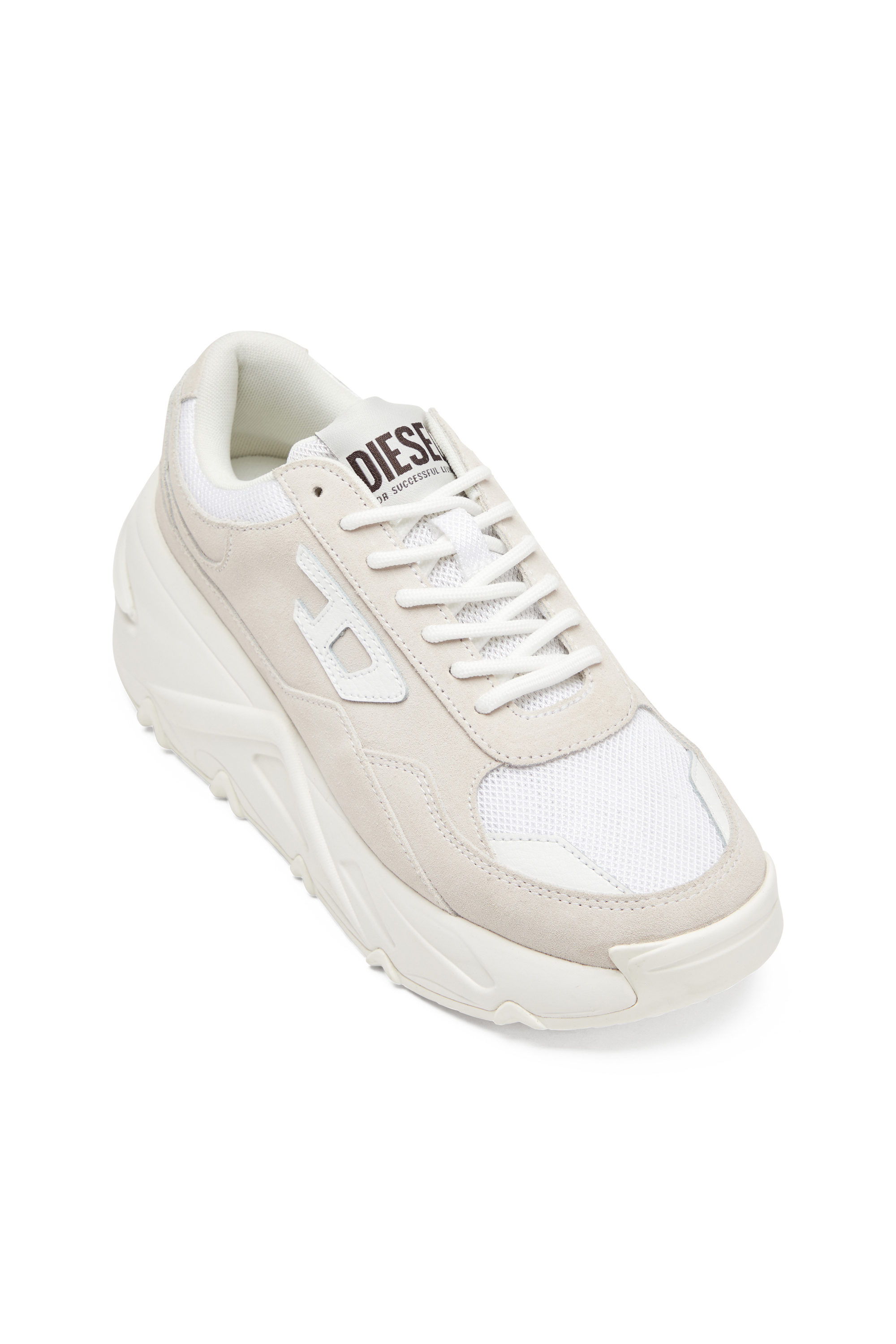 Diesel - S-SAVANNAH W, Sneaker platform in rete e suede Donna in Bianco - 6