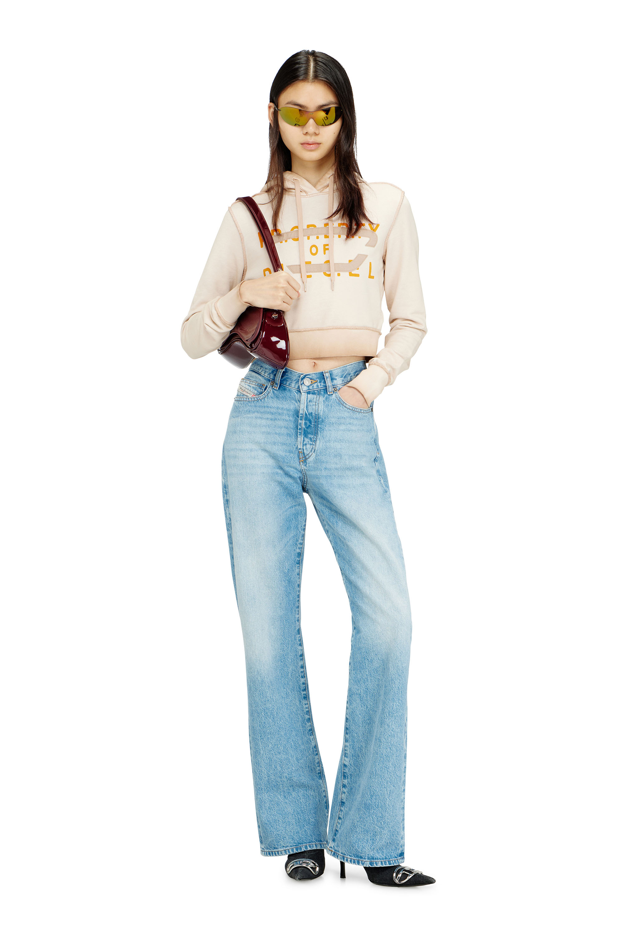 Diesel - F-SLIMMY-HOOD-S1, Felpa con stampa e applicazione D Donna in ToBeDefined - 1