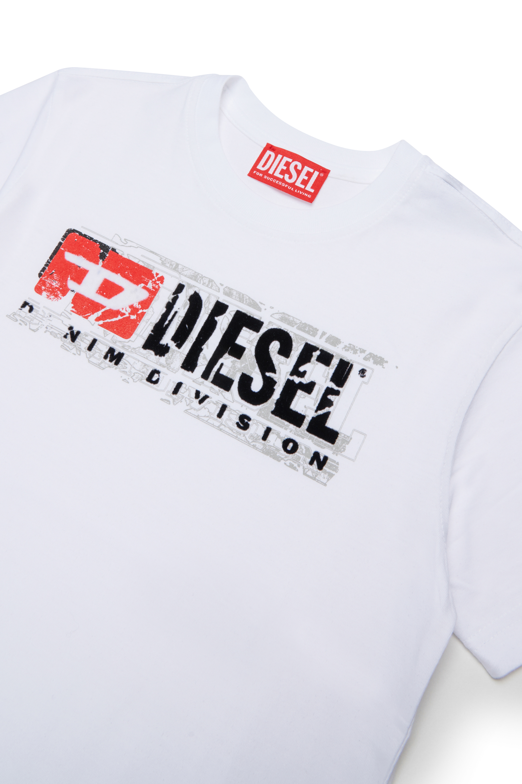Diesel - TLOMIX, T-shirt con stampa logo distressed Uomo in Bianco - 3