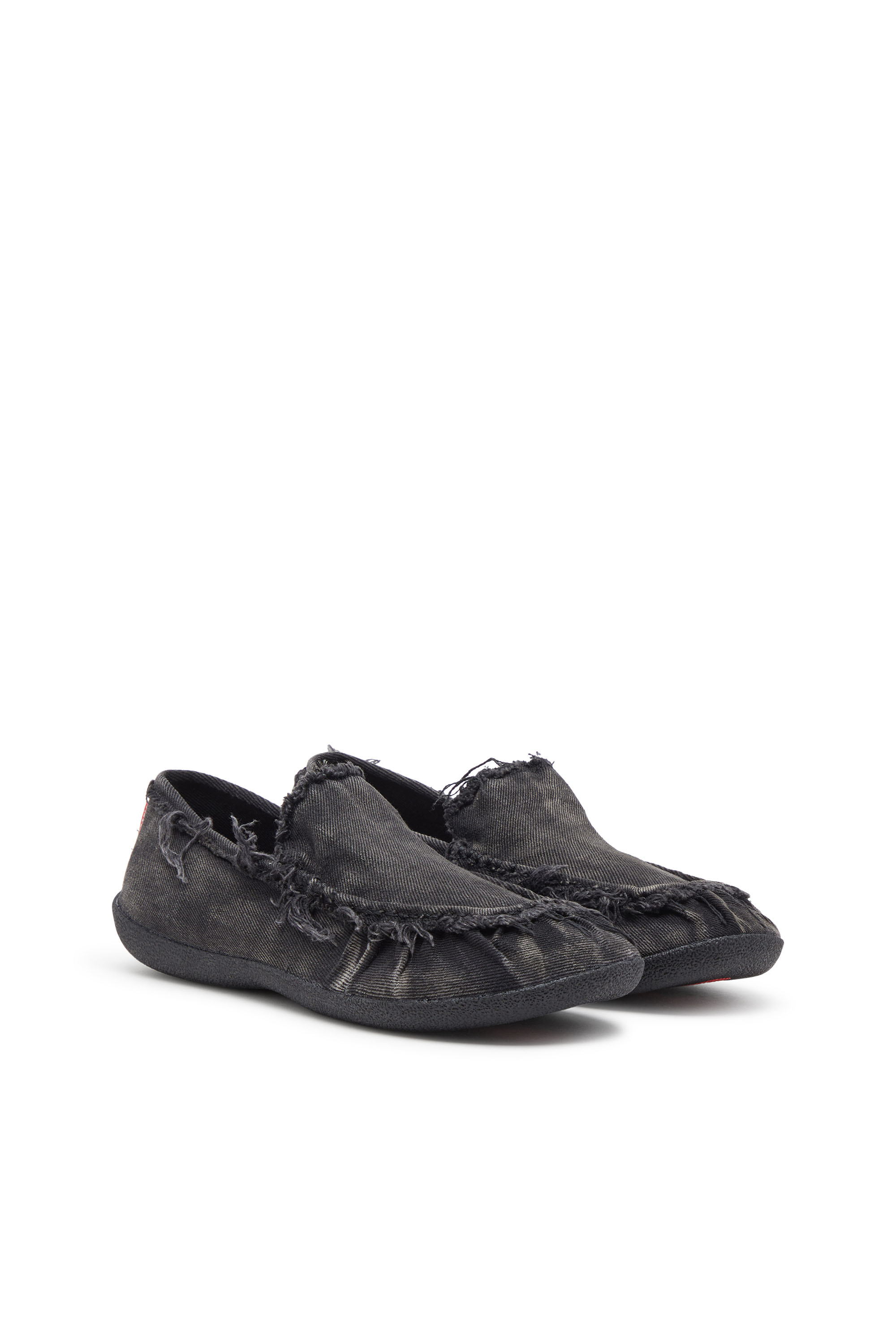 Diesel - D-SHOCK MOC, D-Shock-Mocassini in denim distressed Uomo in Nero - 2