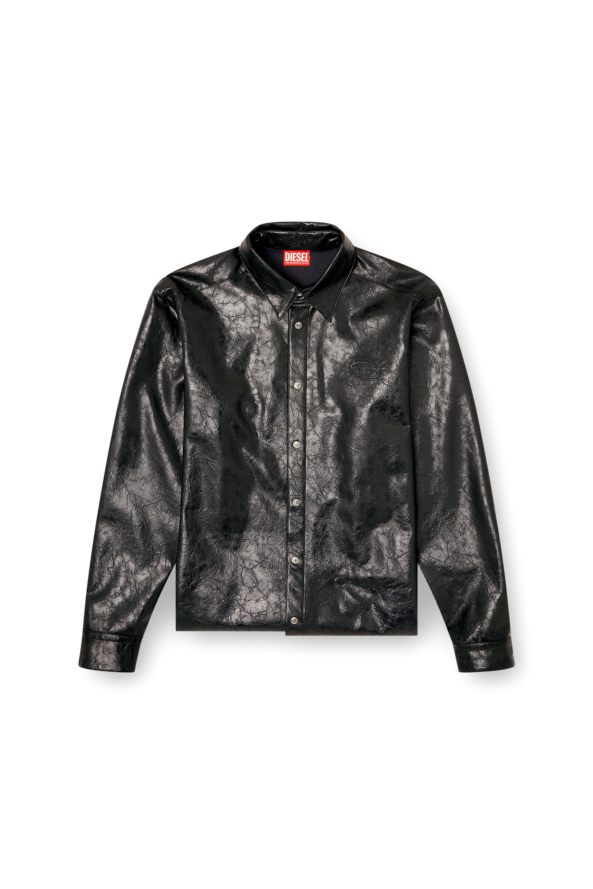 Diesel - S-SIMPLY-QMBU, Textured shirt with branded buttons Uomo in Nero - 3