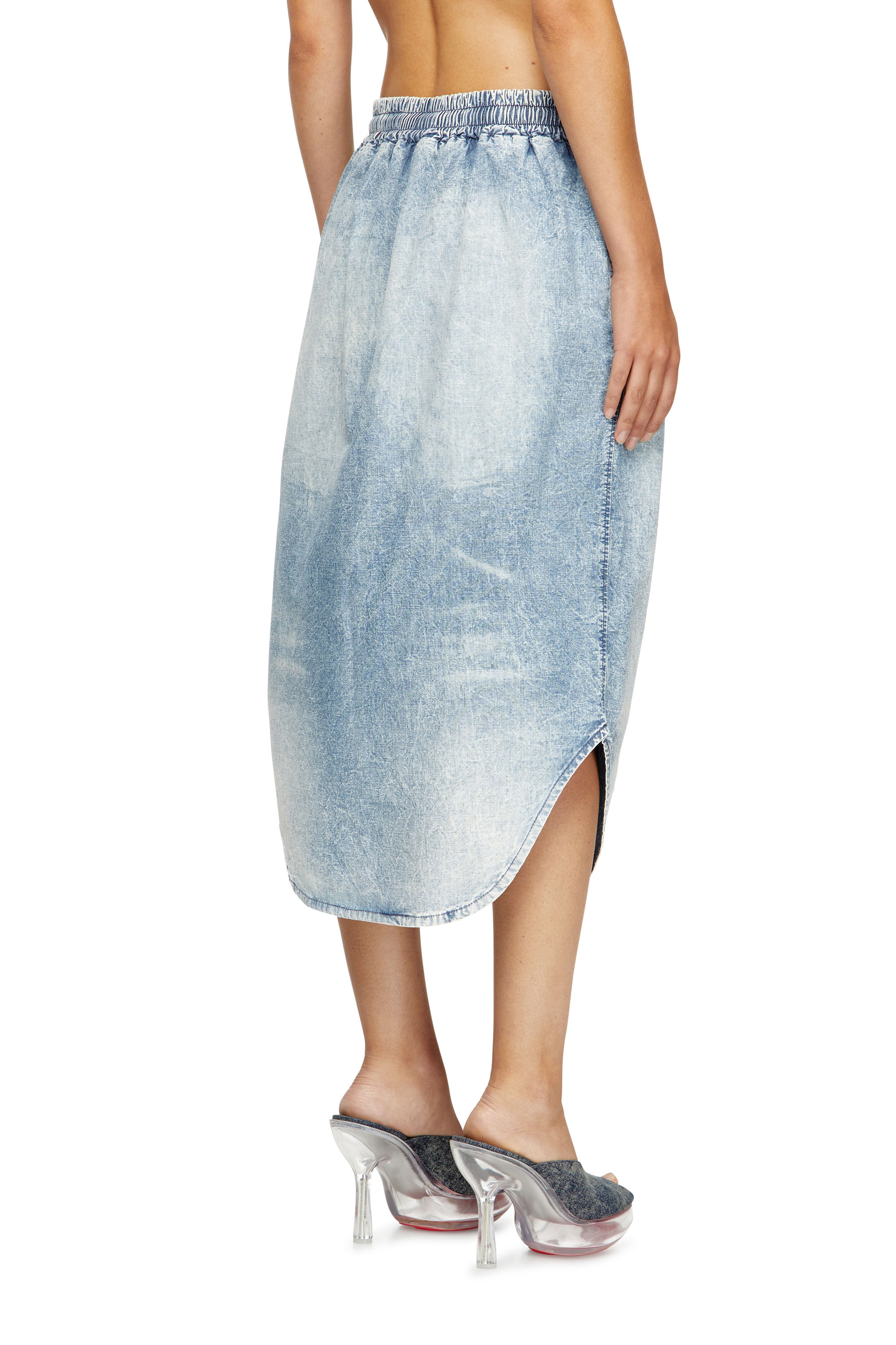Diesel - DE-ASHLEY-S, Gonna midi in denim marmorizzato Donna in Blu - 4