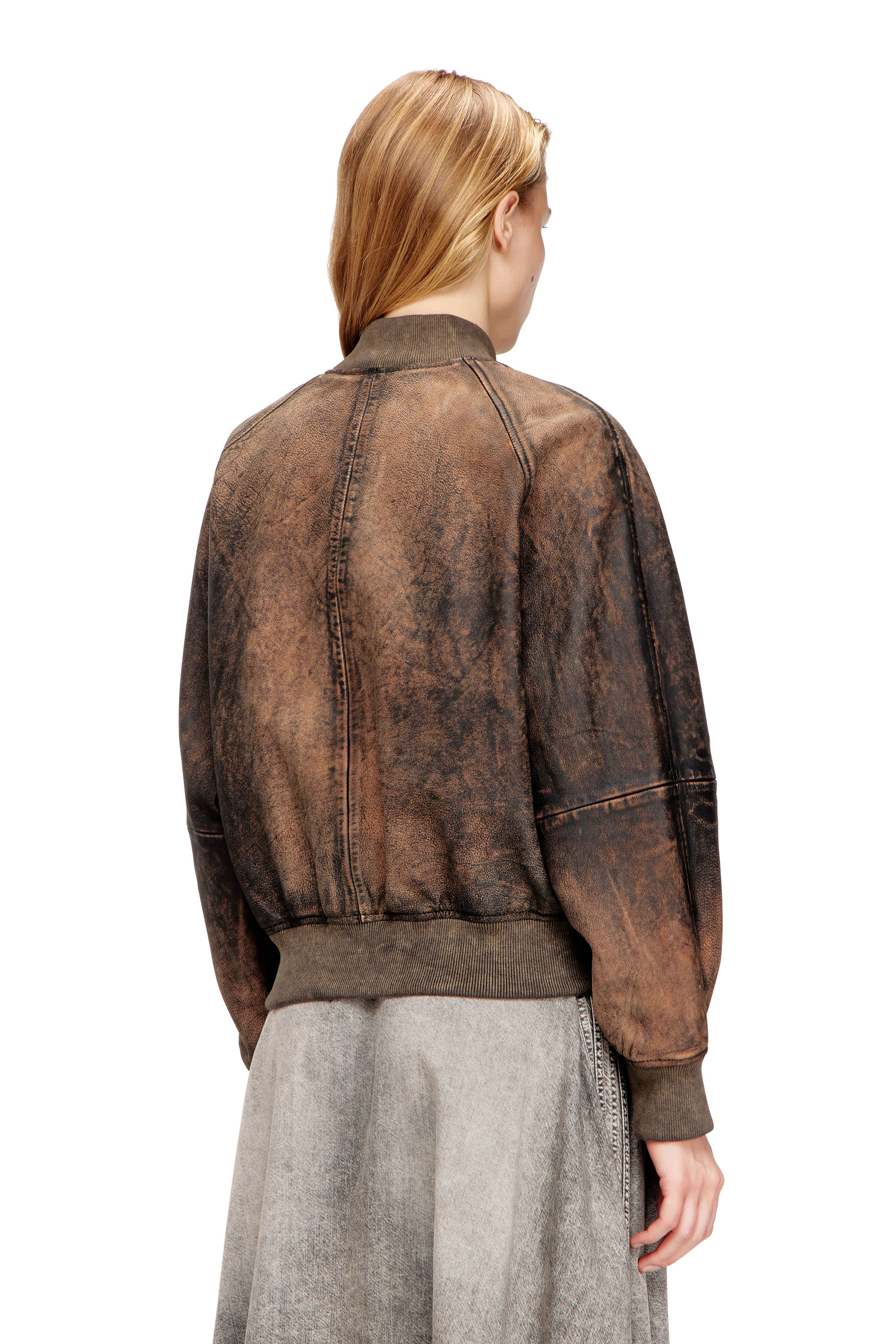 Diesel - L-COBB-FEM, Giacca bomber in pelle distressed Donna in ToBeDefined - 4