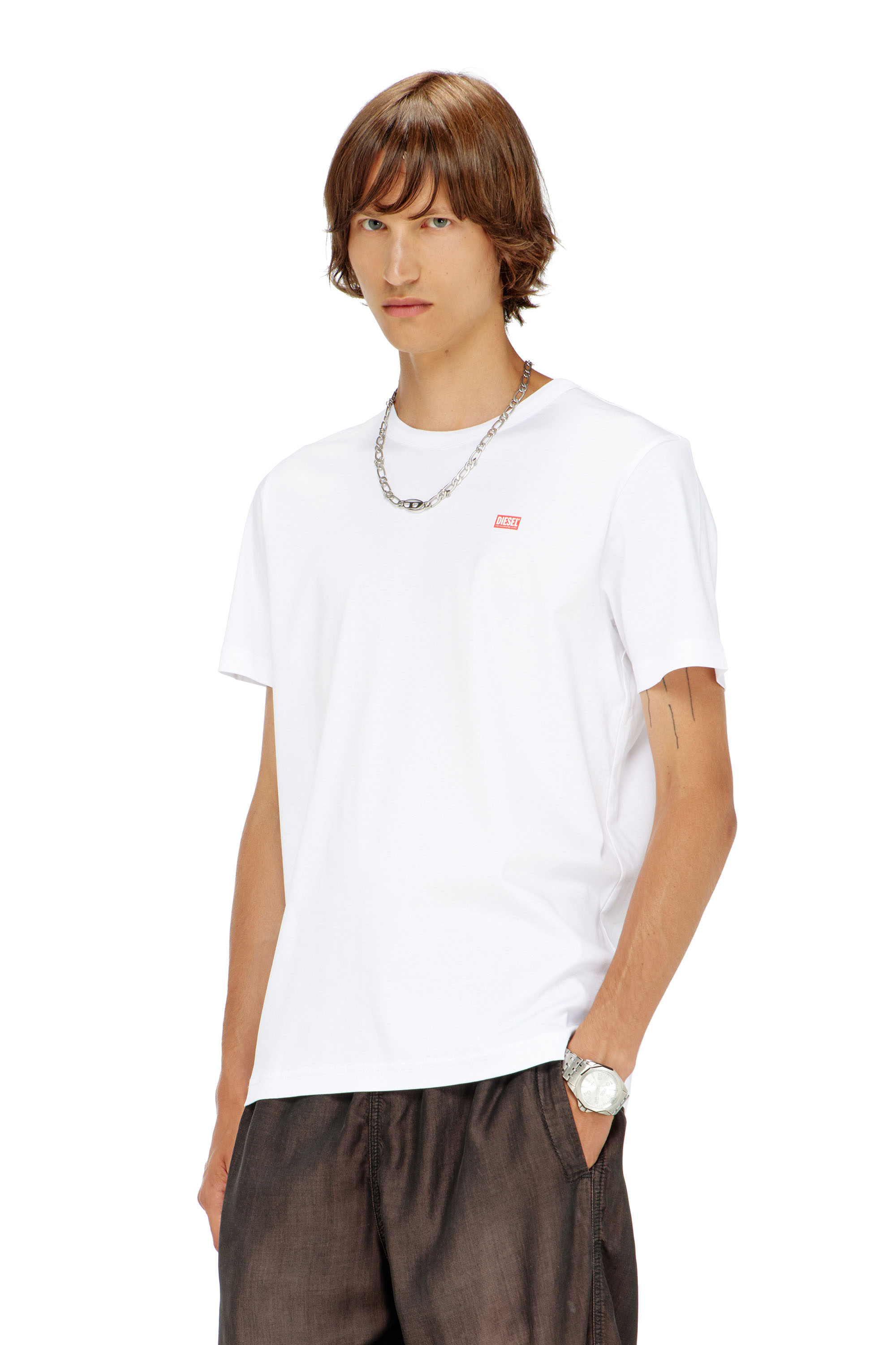 Diesel - T-MIEGOR-K77, T-shirt in cotone mercerizzato Uomo in Bianco - 3