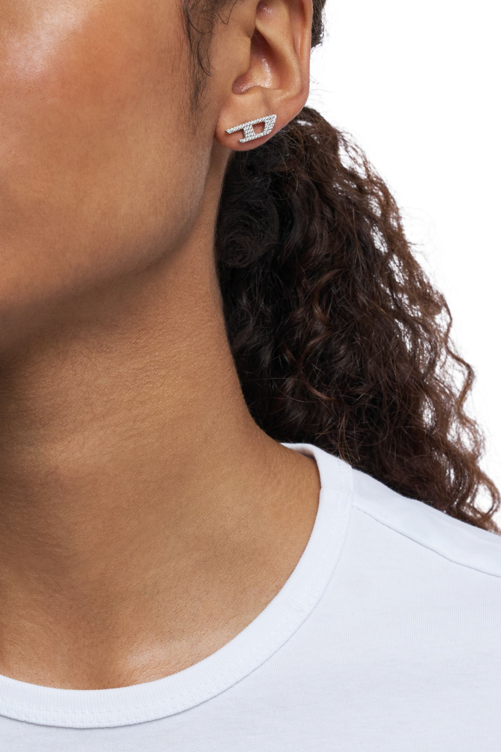 Diesel - DX1630040 JEWELLERY, Orecchino a lobo in acciaio con dettagli luminosi Unisex in Argento - 3