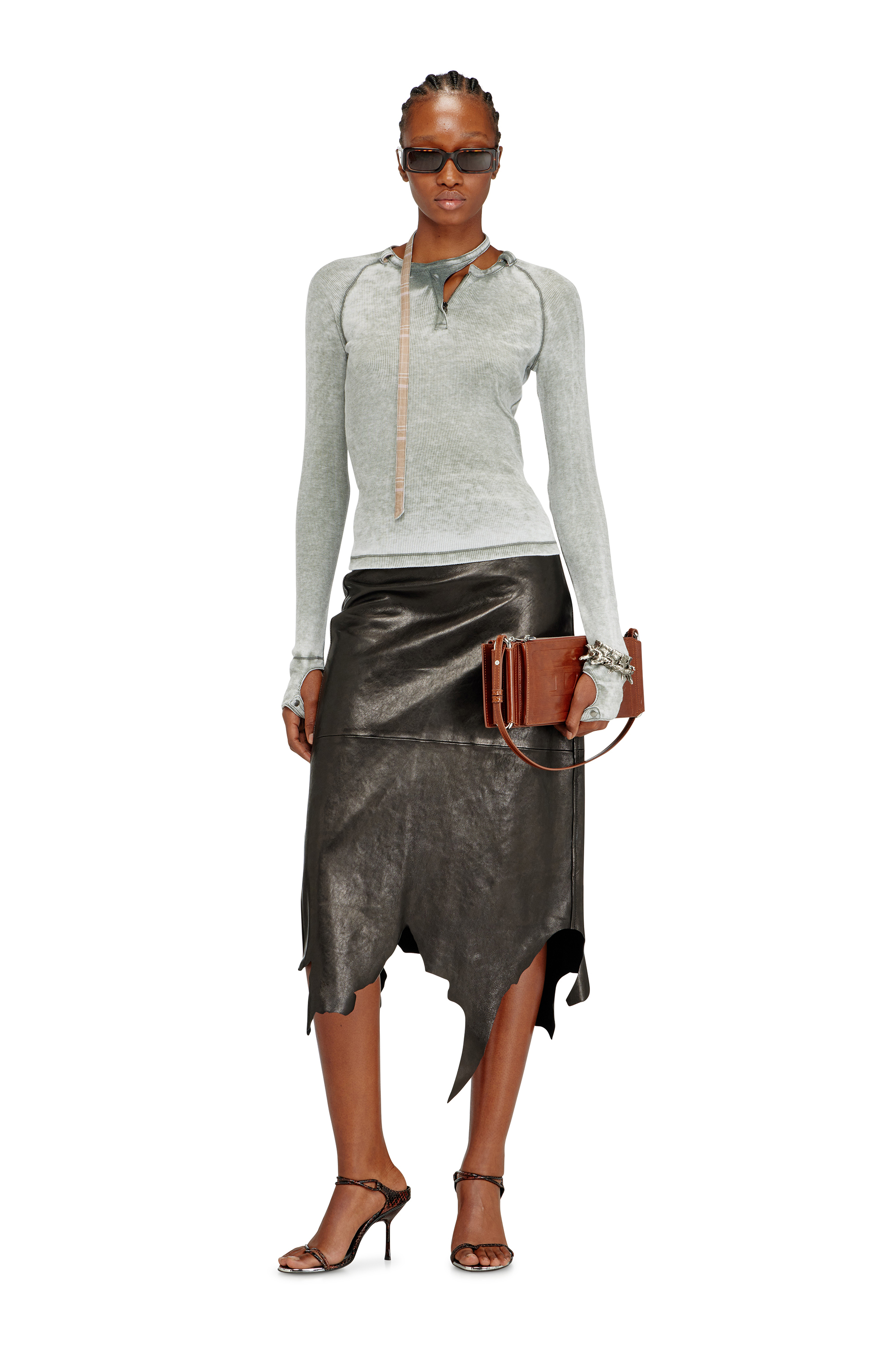 Diesel - FLAG-D SHOULDER BAG X, Flag-D-Borsa a spalla trasformabile con logo a rilievo Unisex in Marrone - 3