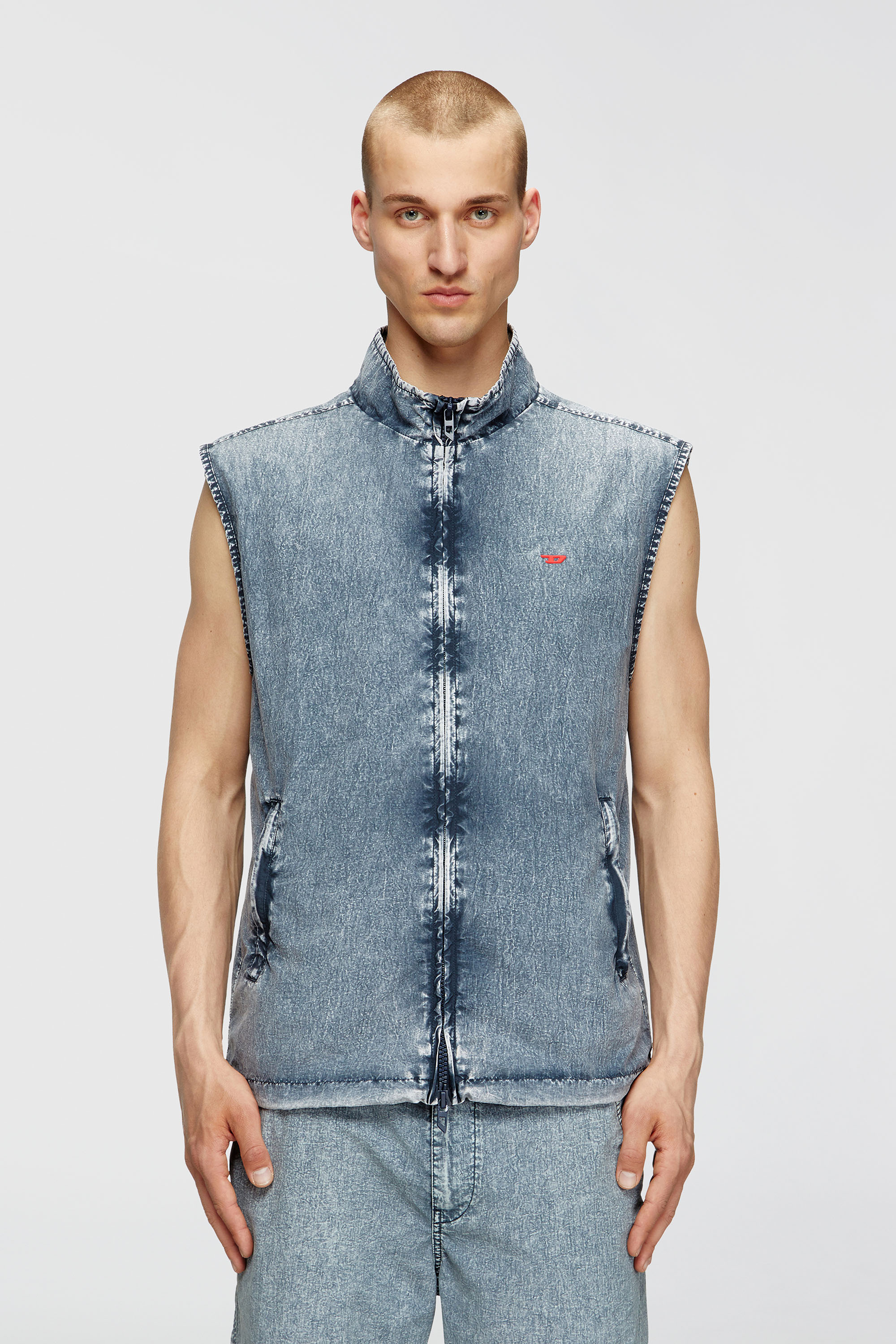 Diesel - J-ERB, Gilet in nylon Taslan riciclato Uomo in Blu - 1