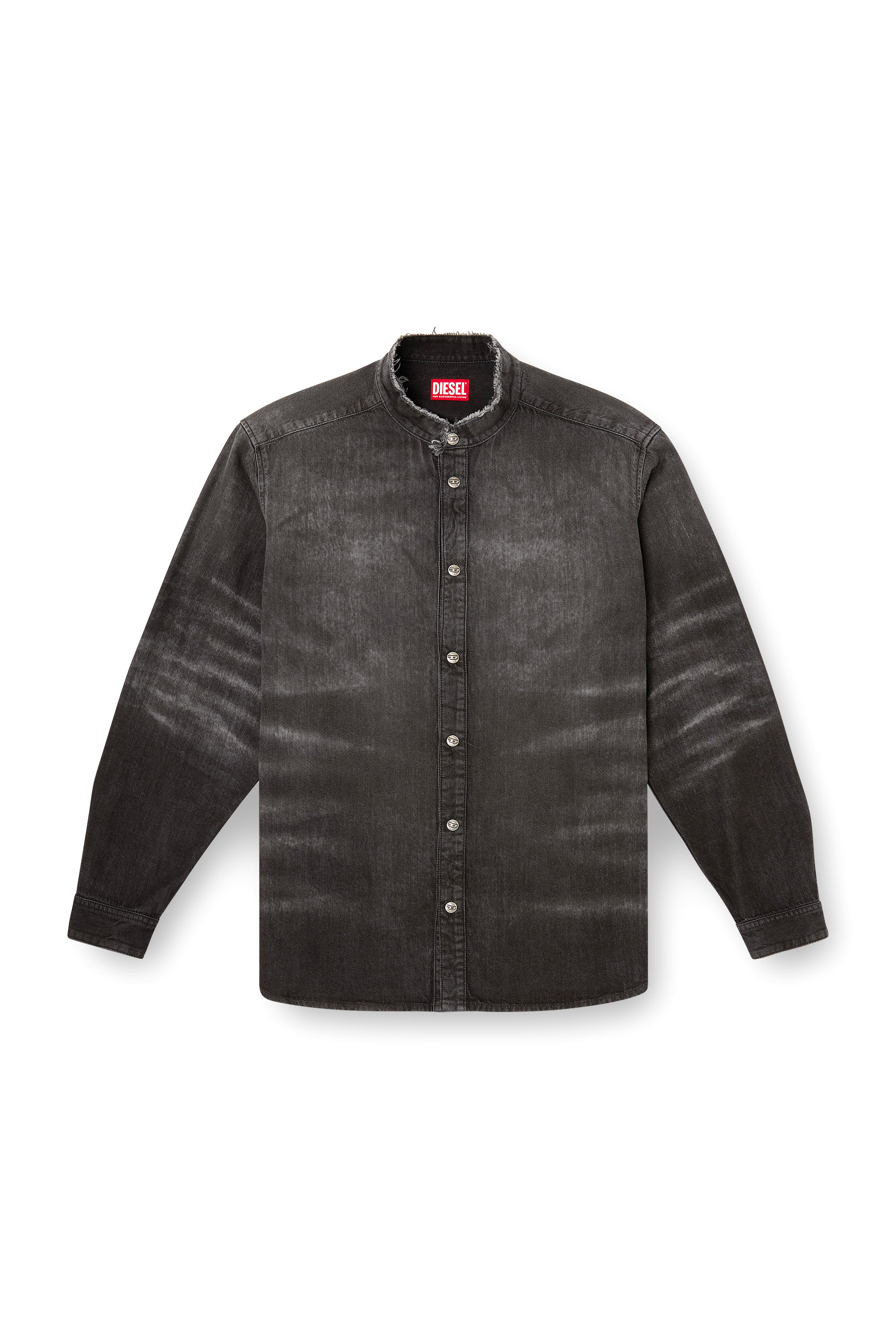 Diesel - D-SIMPLY-FSH, Camicia in denim distressed a nido l'ape Uomo in Grigio - 2