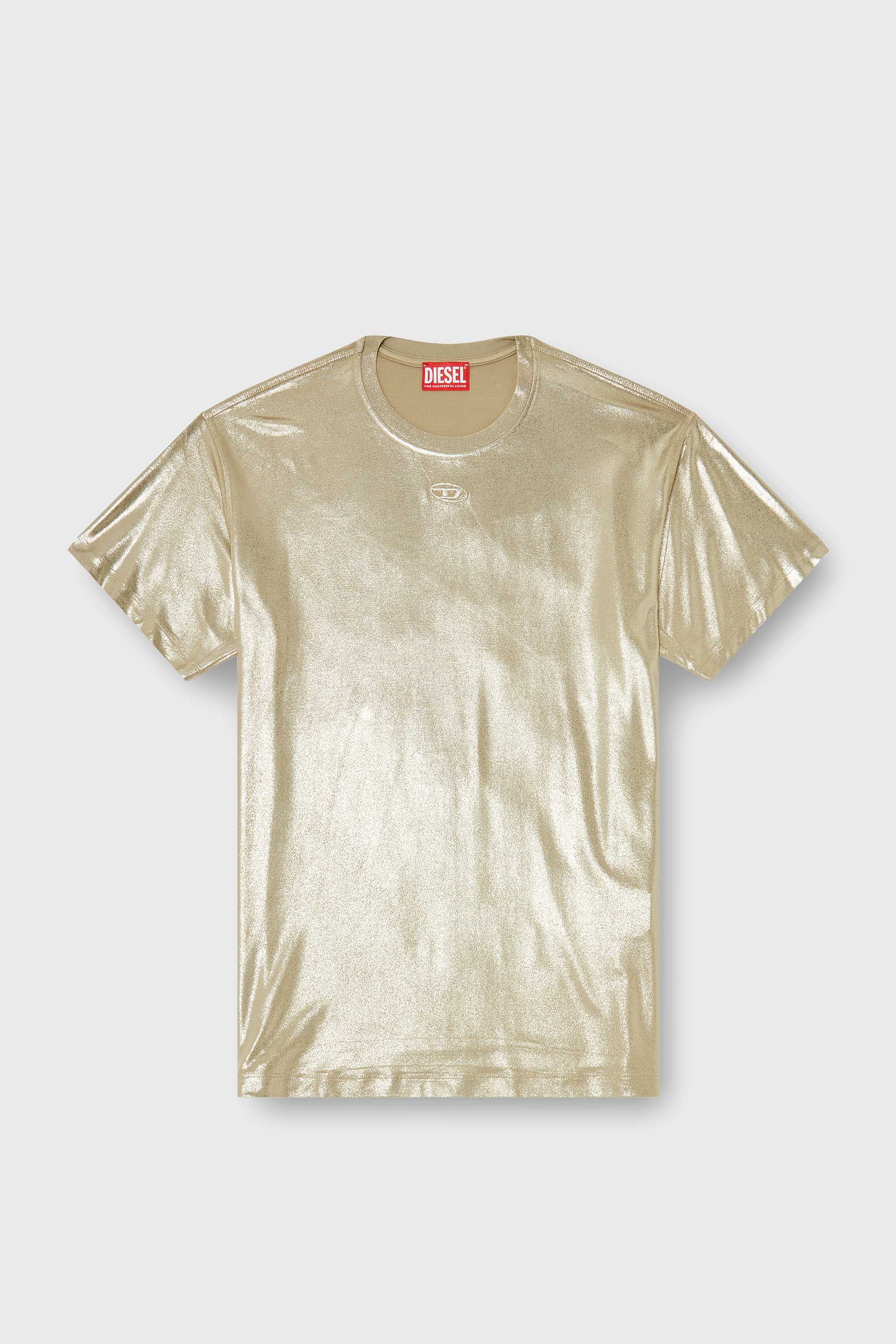 Diesel - T-NORMY-AA2, T-shirt in jersey con finitura metallizzata Donna in Oro - 2