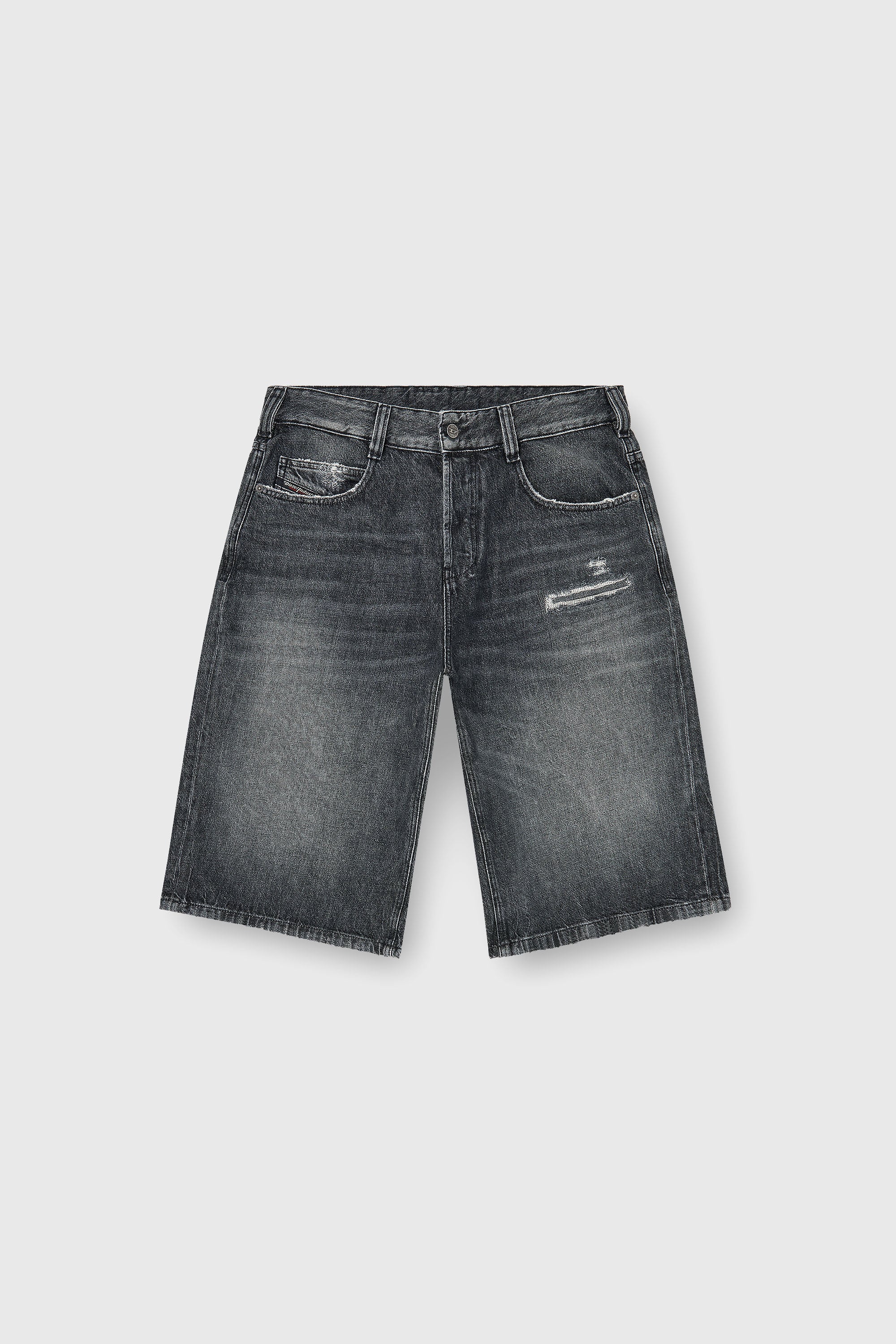 Diesel - D-ENIM-M-SHORT, Pantaloni corti relaxed in denim con rotture Unisex in Grigio - 2