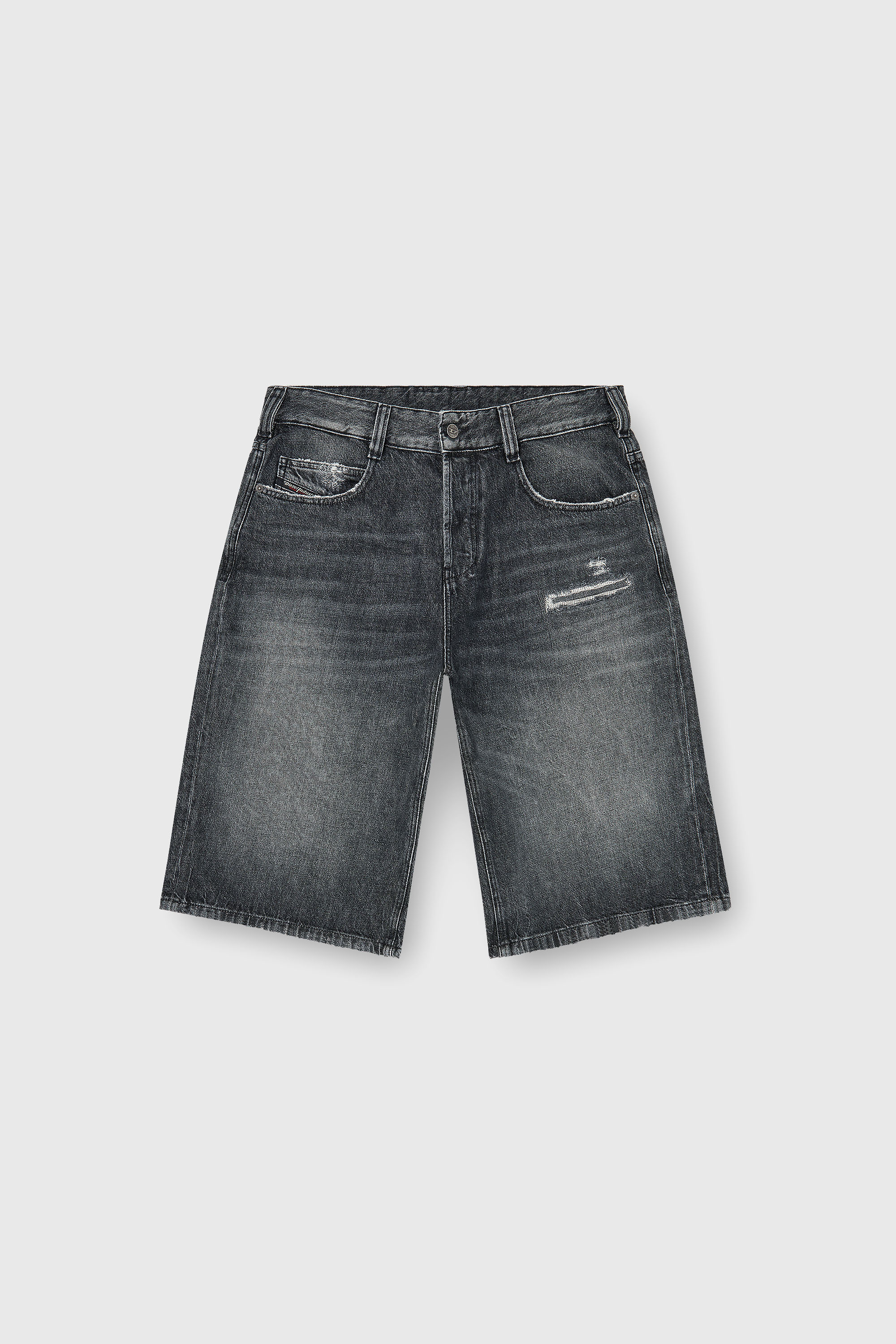 Diesel - D-ENIM-M-SHORT, Pantaloni corti relaxed in denim con rotture Unisex in Grigio - 2