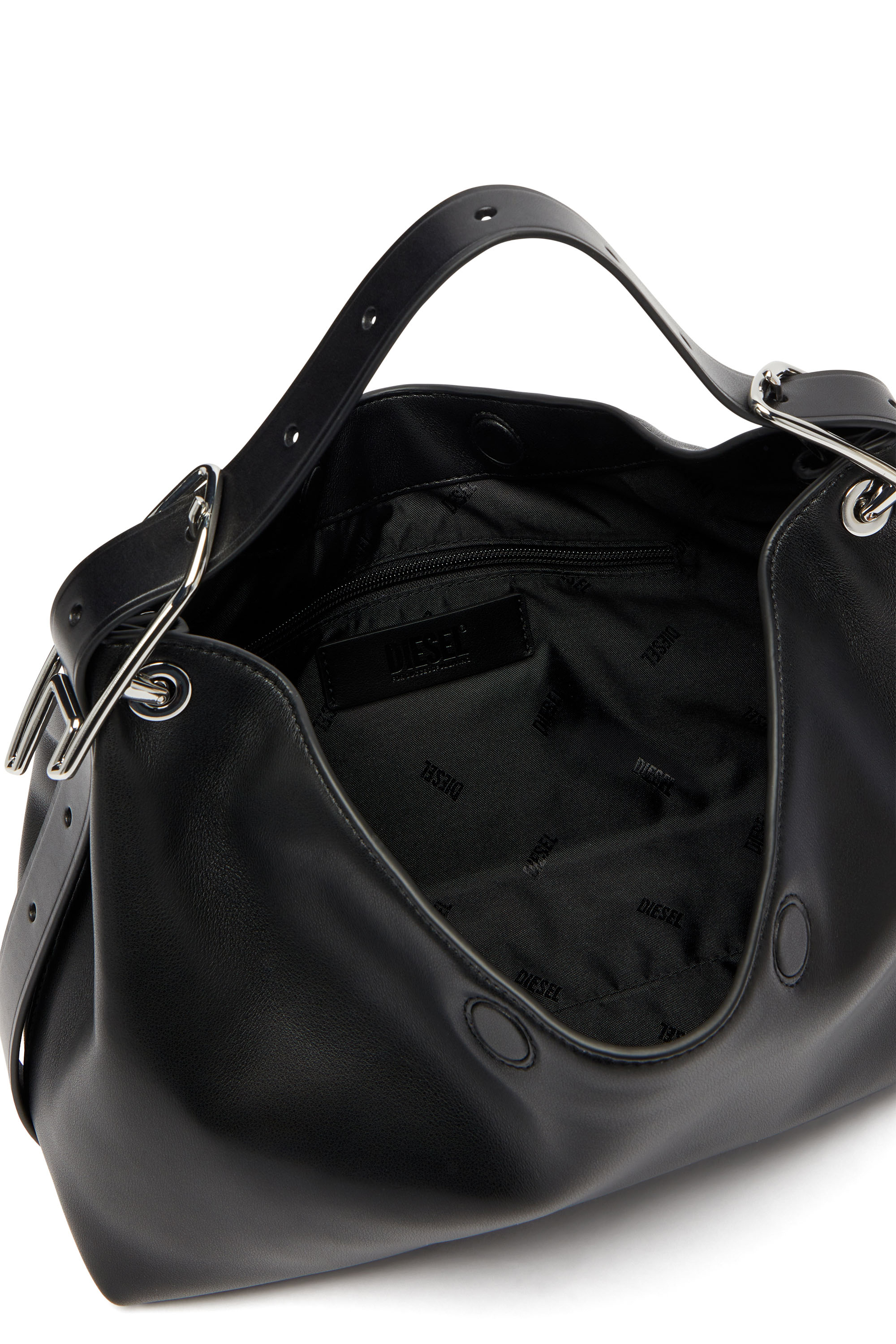Diesel - D-LINE SHOULDER, D-Line-Borsa a spalla in pelle Donna in Nero - 4