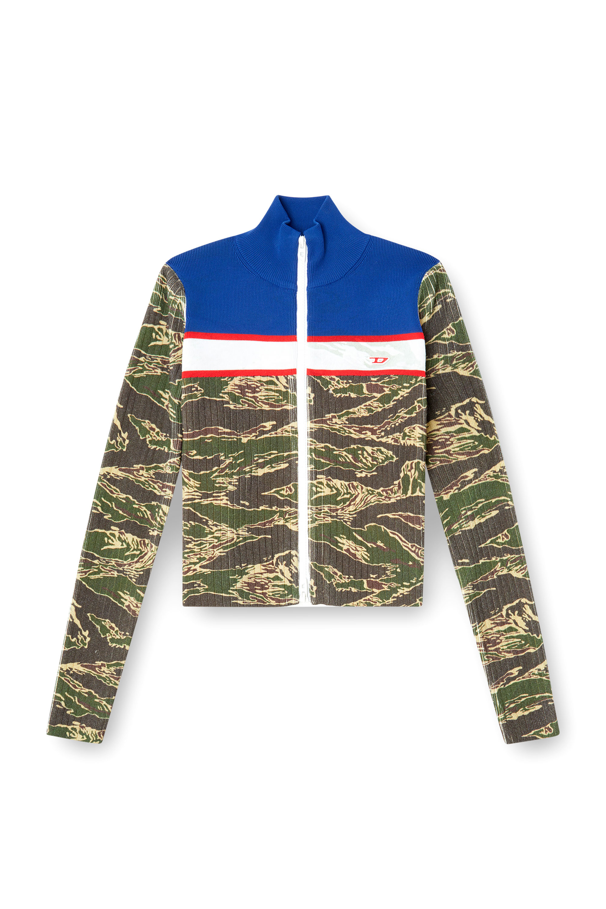 Diesel - M-CAMUT, Maglia con zip in viscosa a coste camouflage Donna in Multicolor - 3