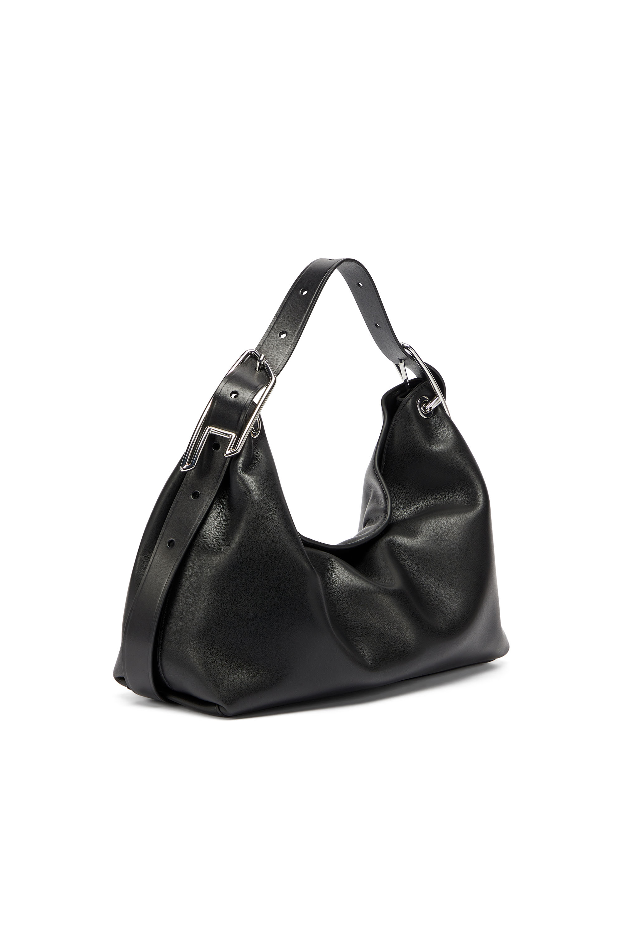 Diesel - D-LINE SHOULDER, D-Line-Borsa a spalla in pelle Donna in Nero - 1