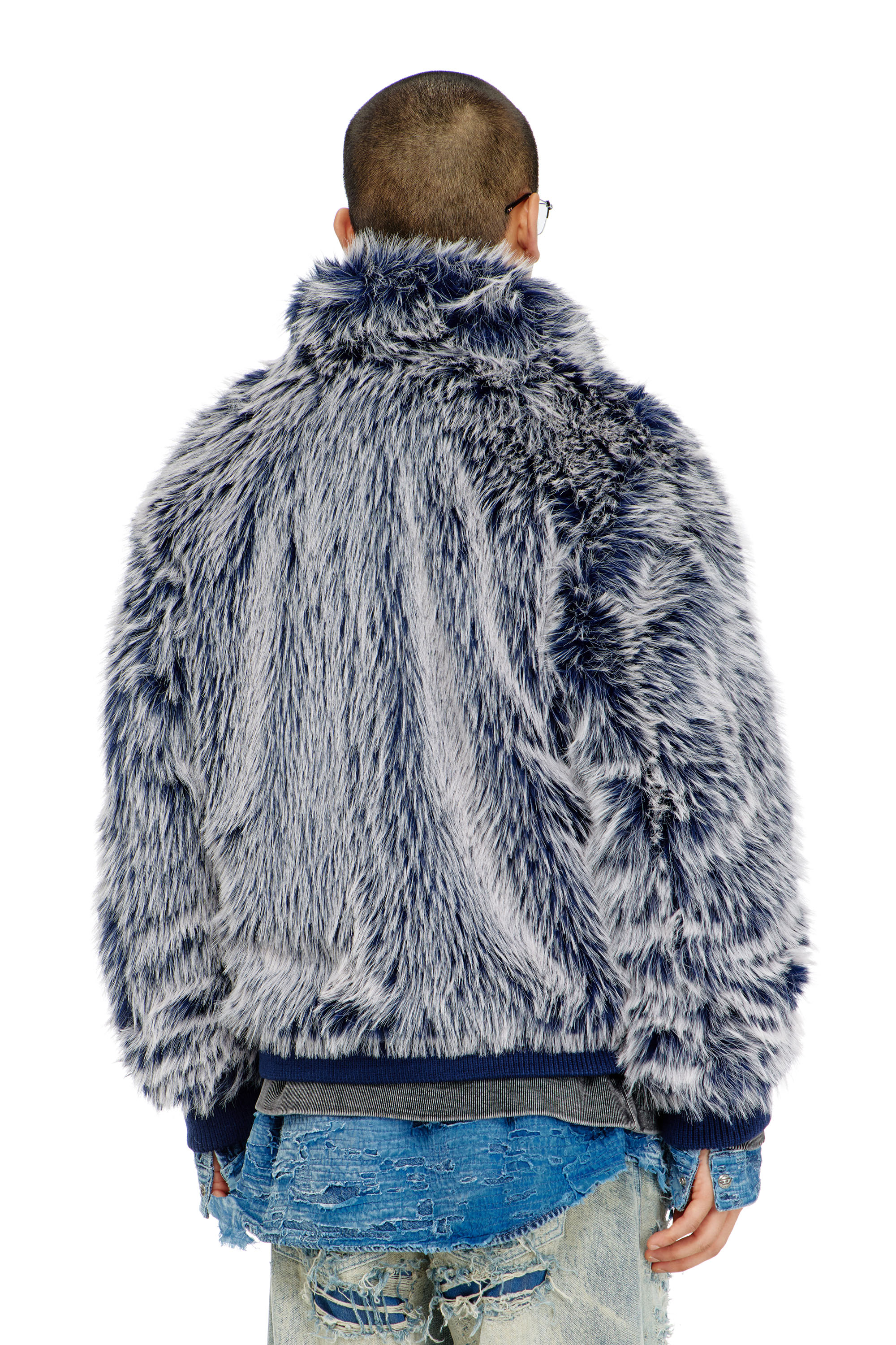 Diesel - W-VICTOR, Giacca invernale effetto shaggy Uomo in Blu - 4