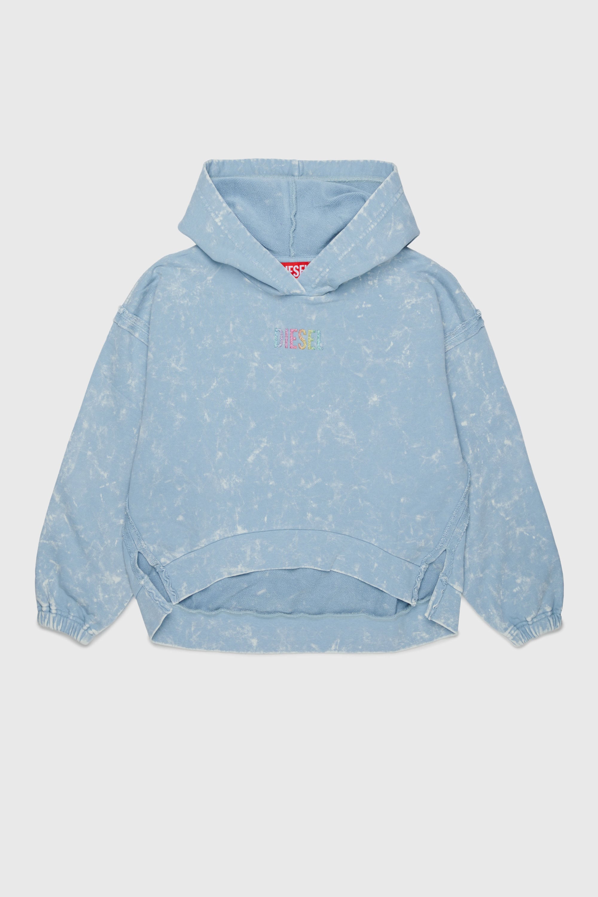 Diesel - SLOXY, Felpa con cappuccio effetto tie-dye con logo arcobaleno Donna in Blu - 1