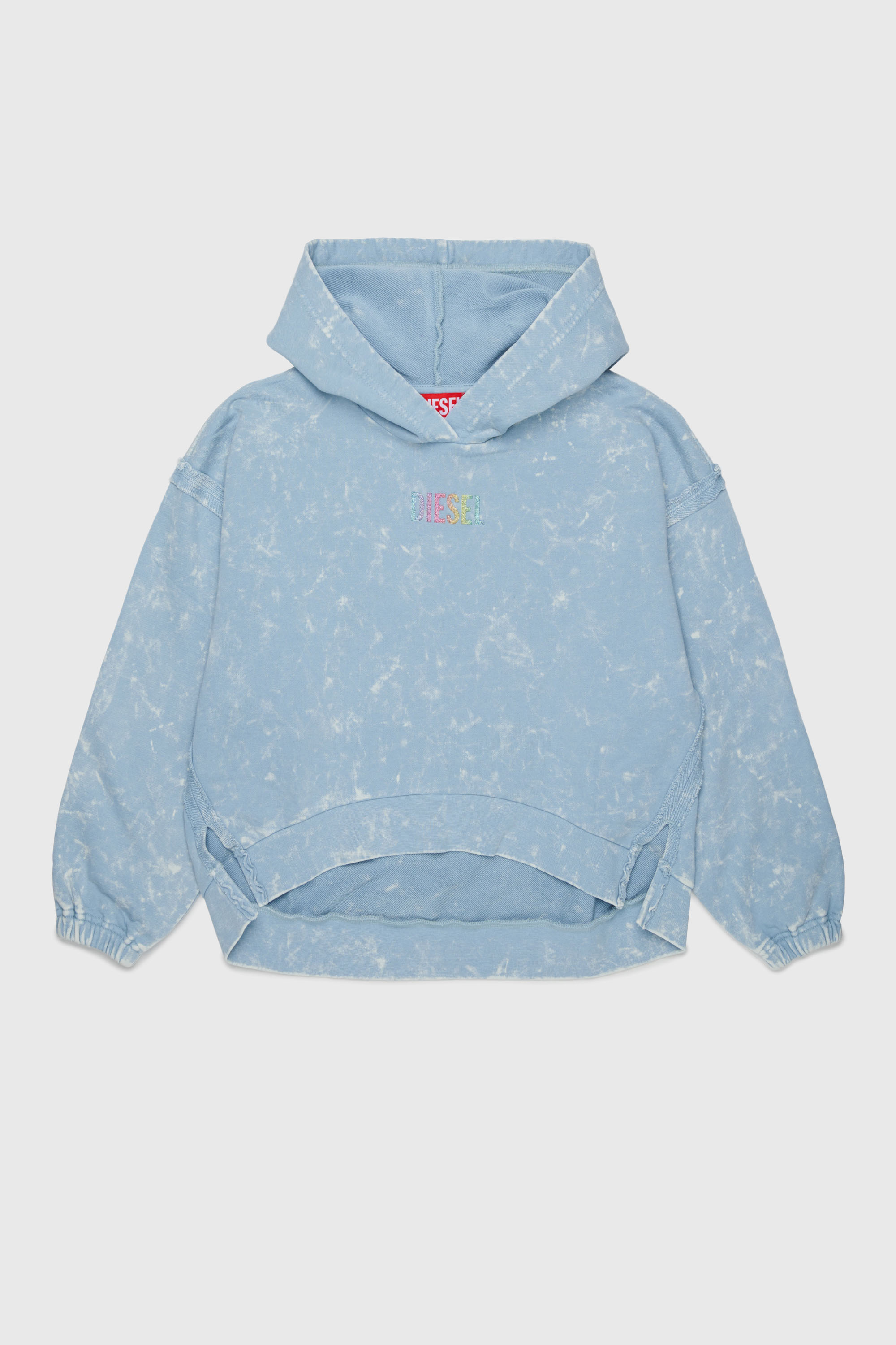 Diesel - SLOXY, Felpa con cappuccio effetto tie-dye con logo arcobaleno Donna in Blu - 1