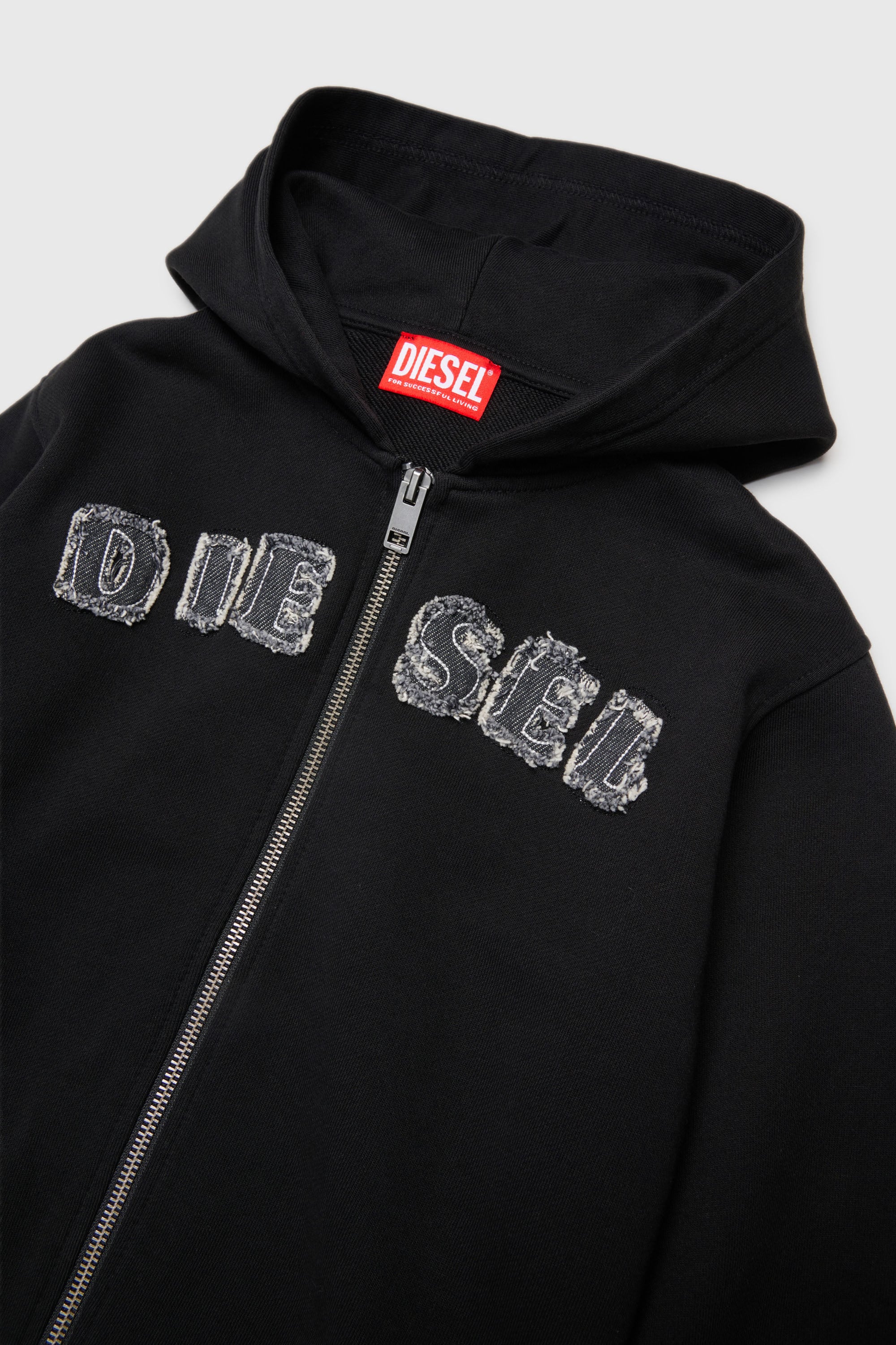 Diesel - SJEANSHOOD OVER, Felpa con zip e lettere logo sfrangiate Uomo in ToBeDefined - 2