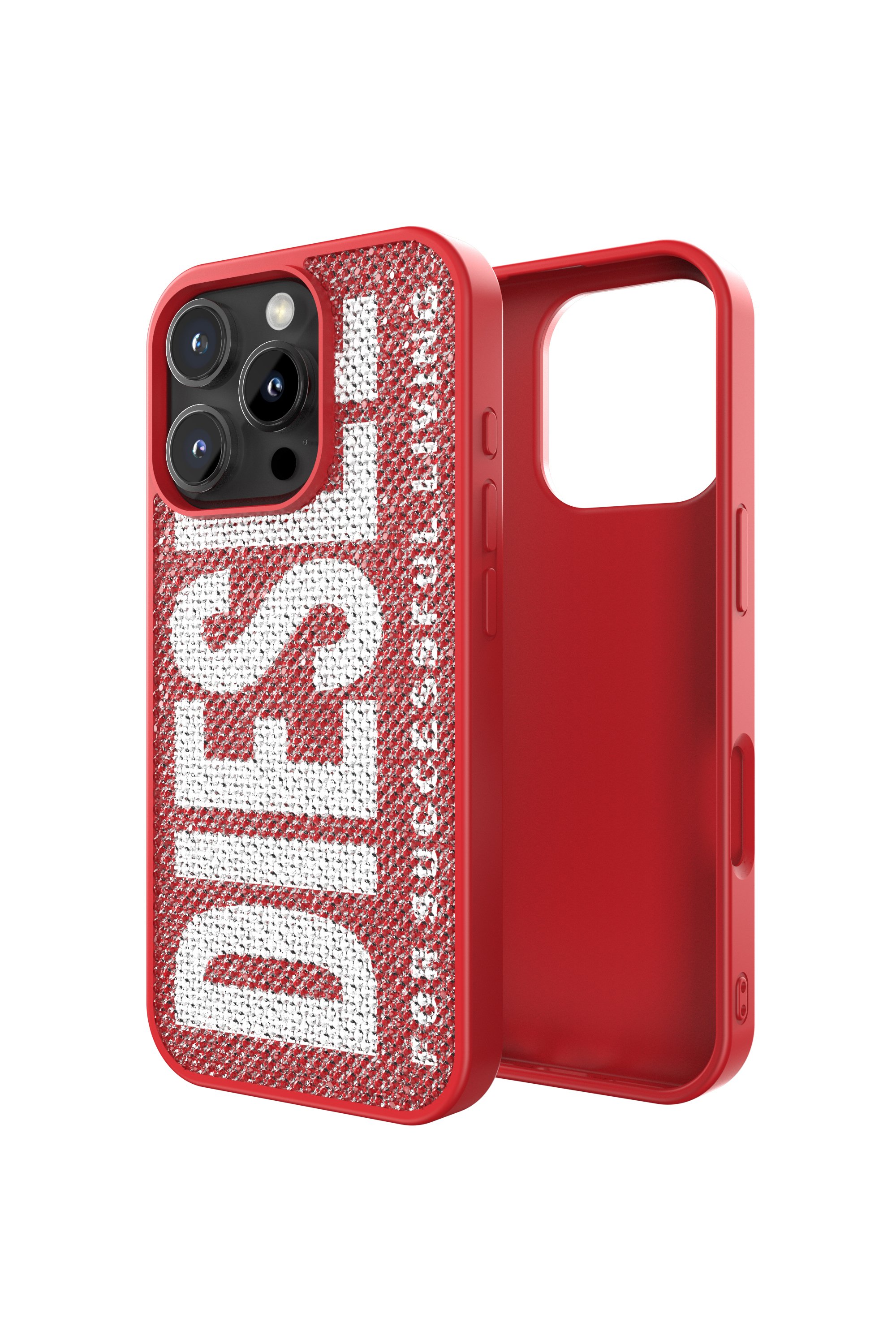 Diesel - 60188 MOULDED CASE, Cover con cristallo Swarovski per iP 16 Pro Unisex in Rosso - 1