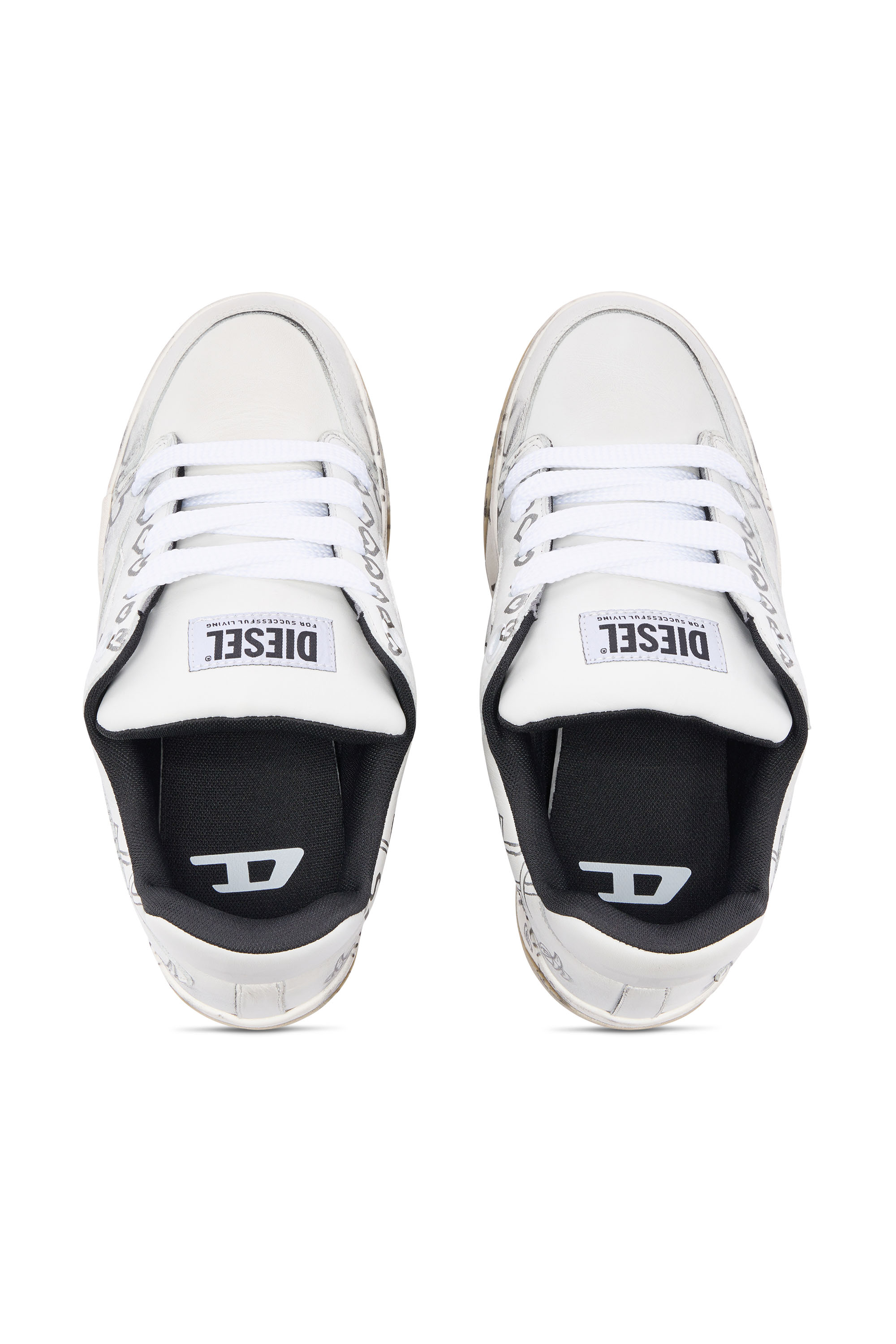 Diesel - S-D-OLLIE LOW, S-D-Ollie-Sneaker in pelle con stampa graffiti Uomo in Bianco - 6