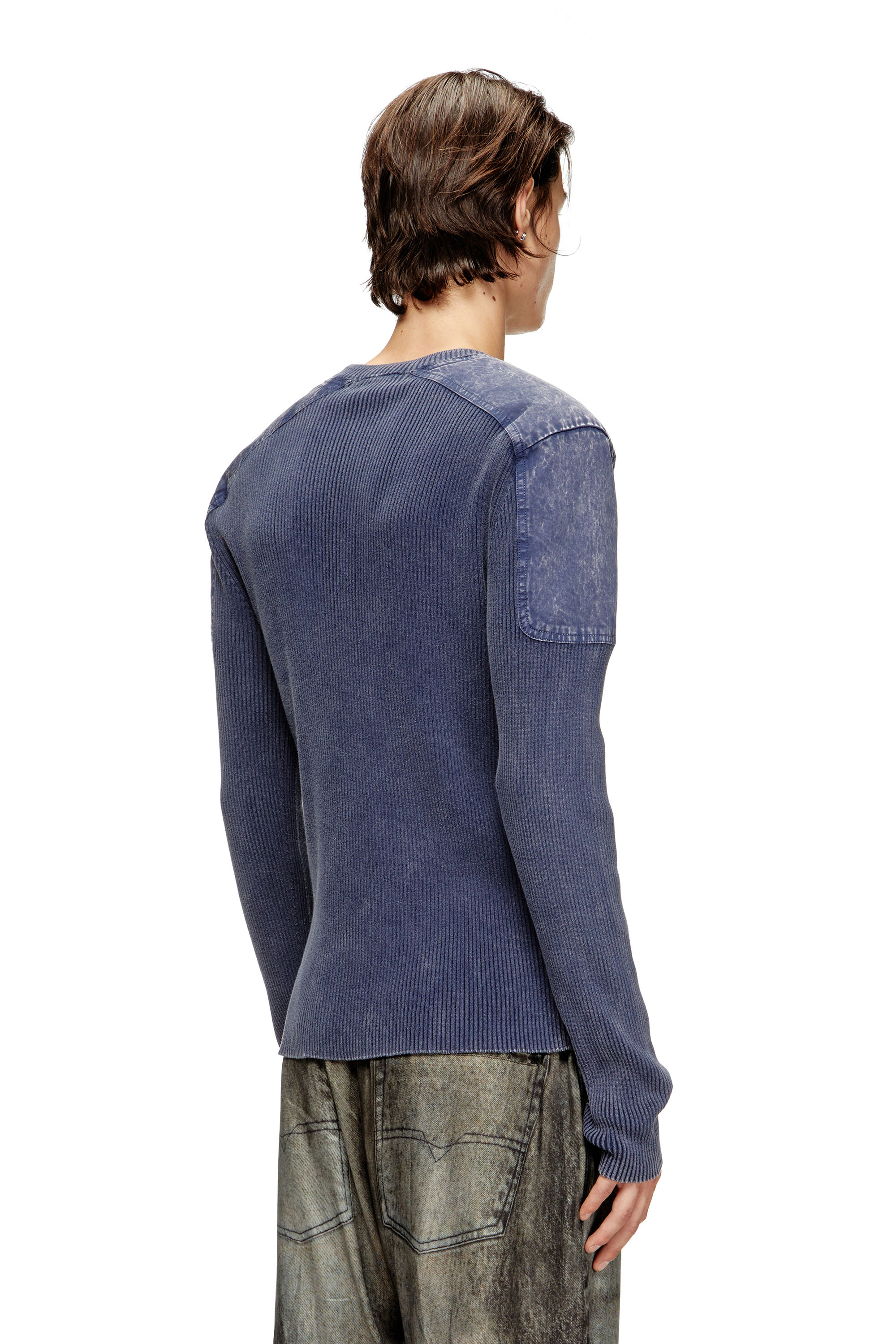 Diesel - K-MARTIN, Maglia con spalle a contrasto Uomo in Blu - 4