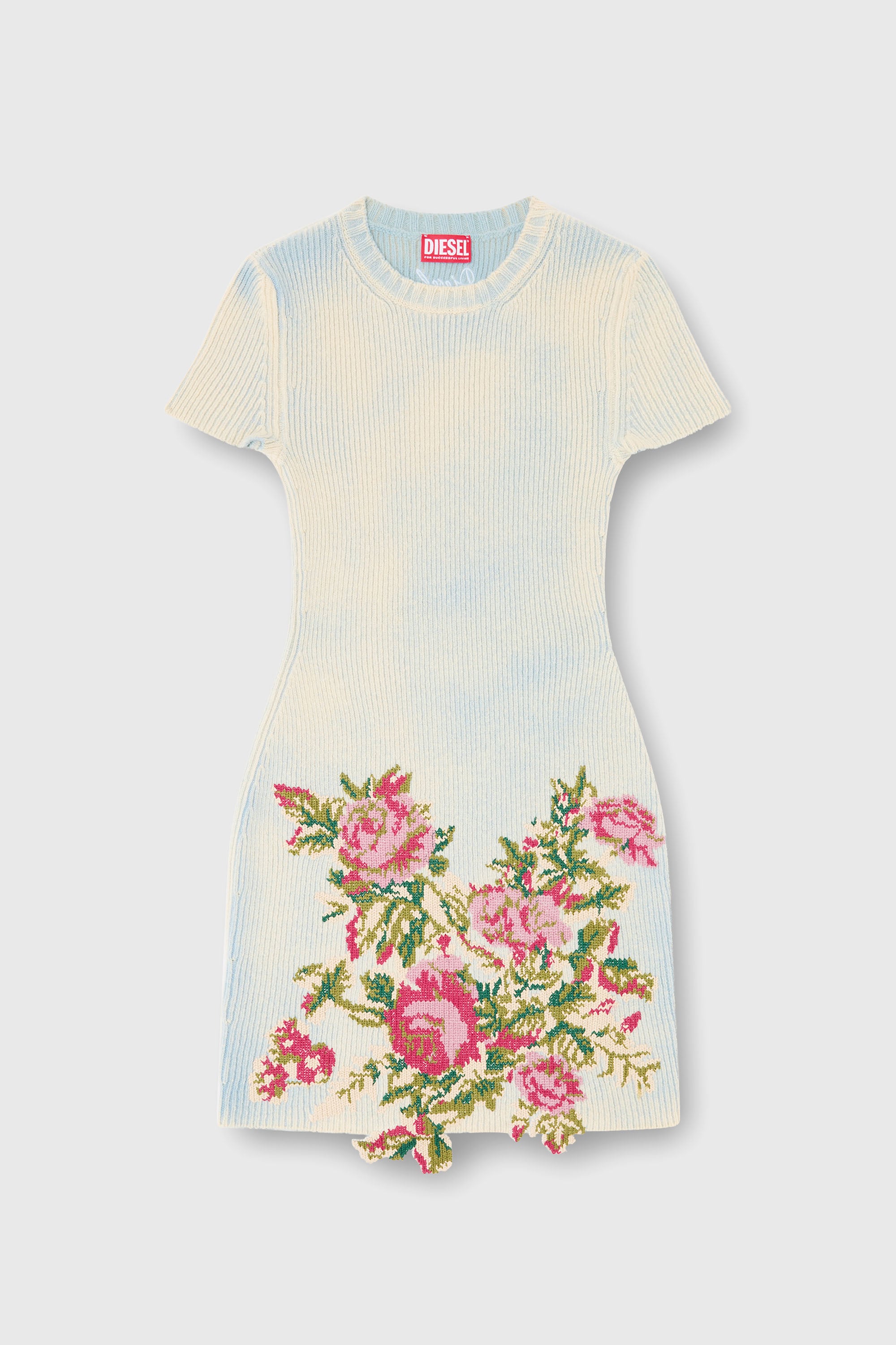 Diesel - M-RINNIE, Abito corto in maglia misto lana a fiori Donna in Multicolor - 2