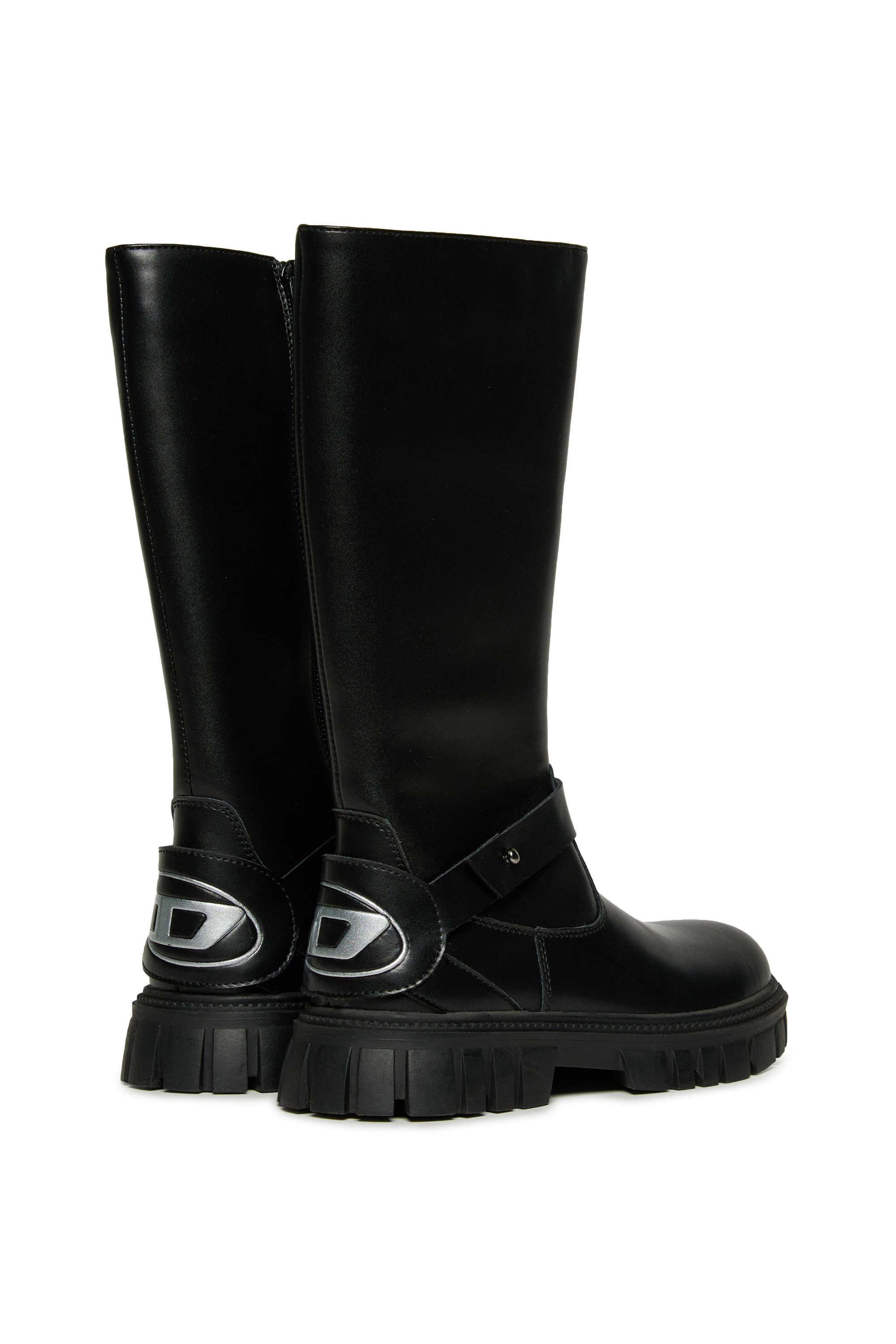 Diesel - D-HAMMER KNT PATCH, D-Hammer - Stivali alti in pelle Unisex in Nero - 3