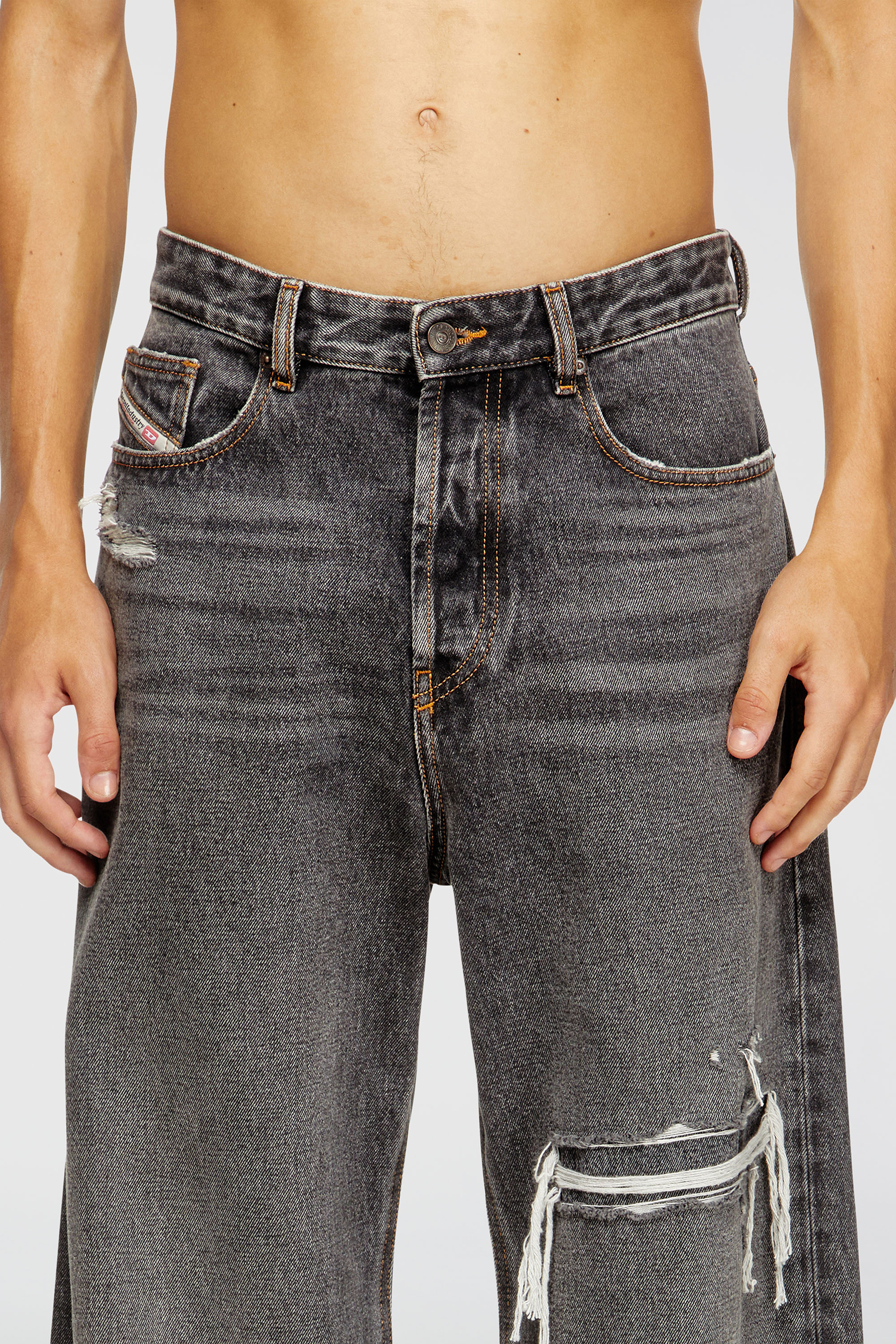 Diesel - Relaxed Jeans D-Rise 007F6 Uomo, Nero/Grigio scuro - Image 5
