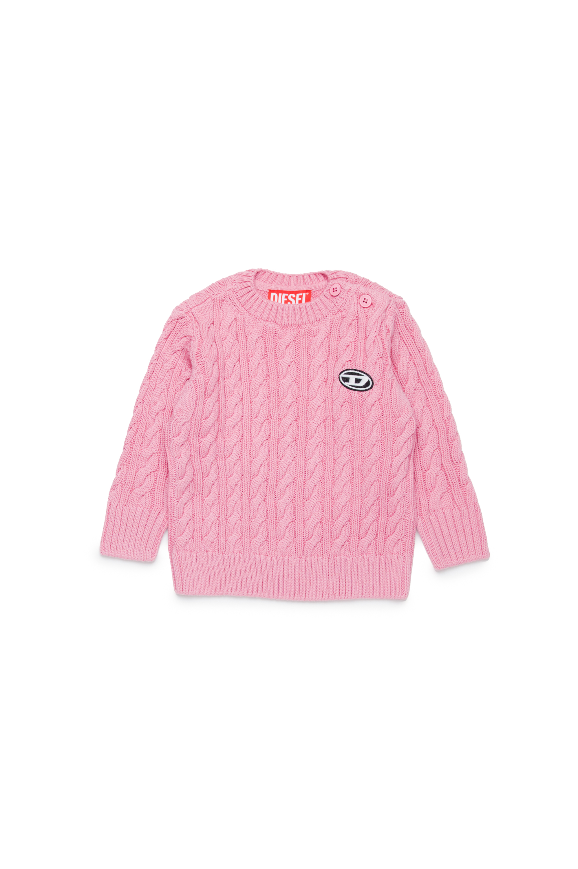 Diesel - KBAMBYB, Unisex Pullover in cotone con patch Oval D in Rosa - Image 1
