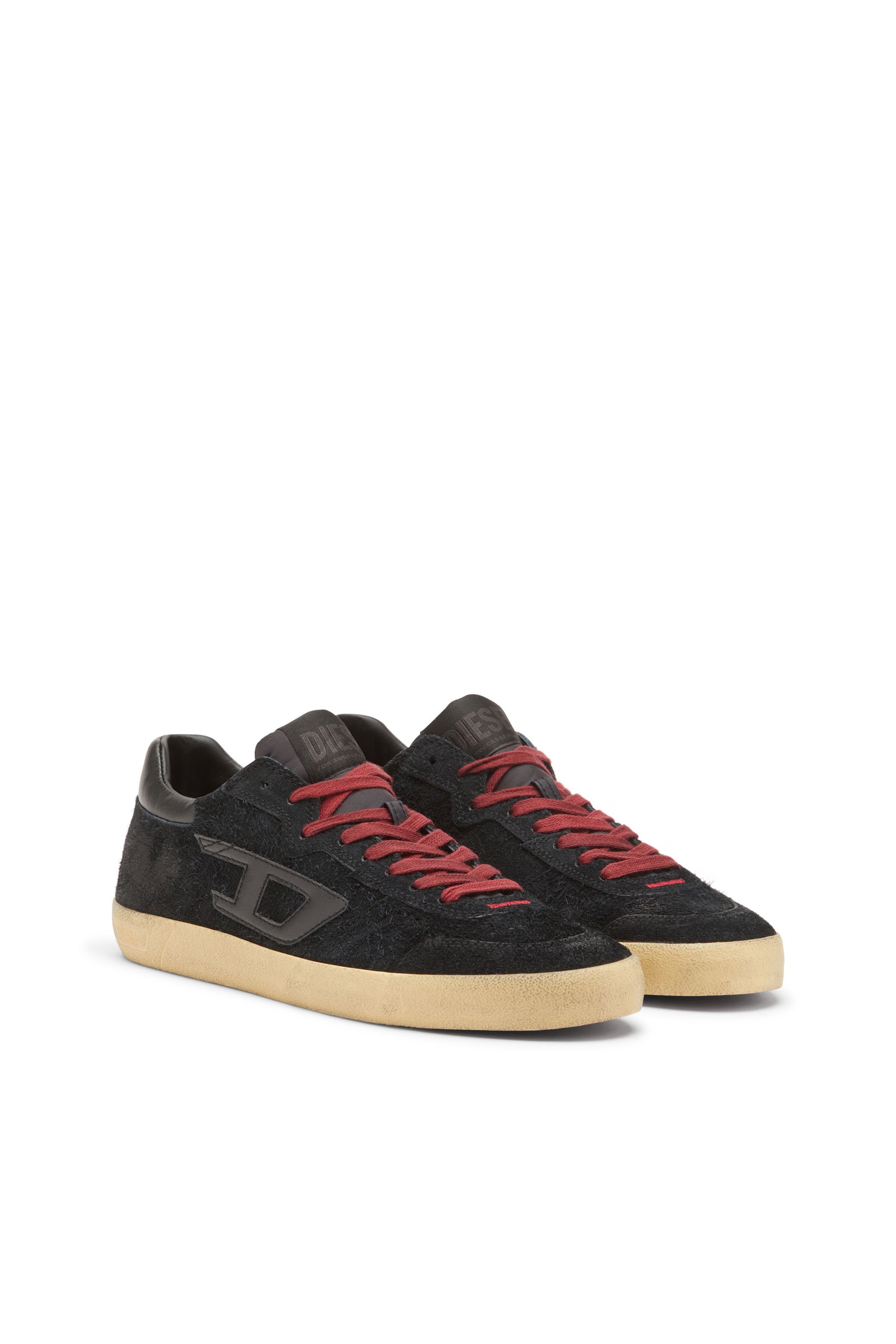 Diesel - S-LEROJI LOW, S-Leroji-Sneaker distressed in suede effetto pelo Uomo in Nero - 2