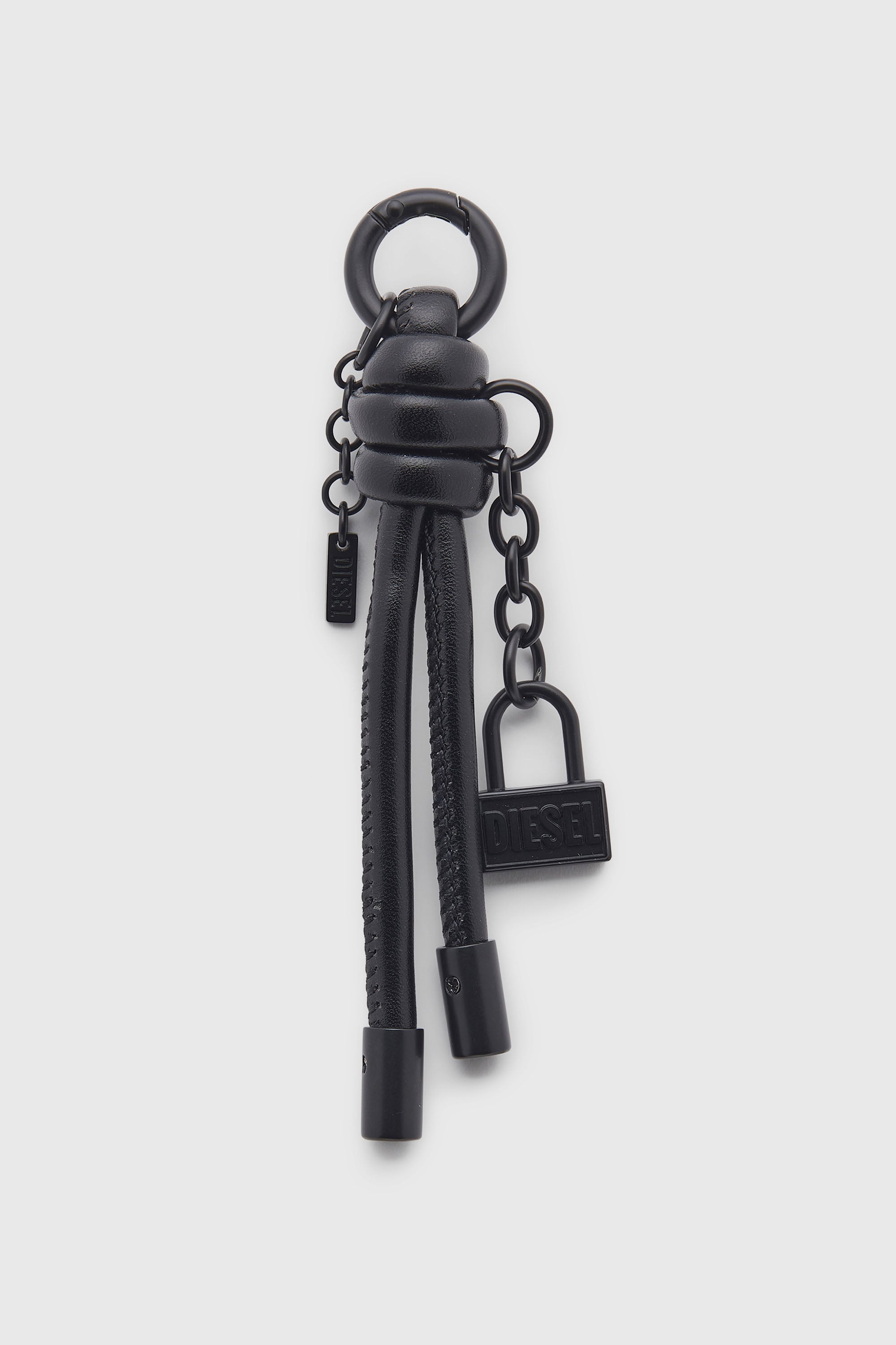 Diesel - CHARM-LOCK II, Portachiavi in metallo con dettaglio lucchetto Diesel Uomo in Nero - 1