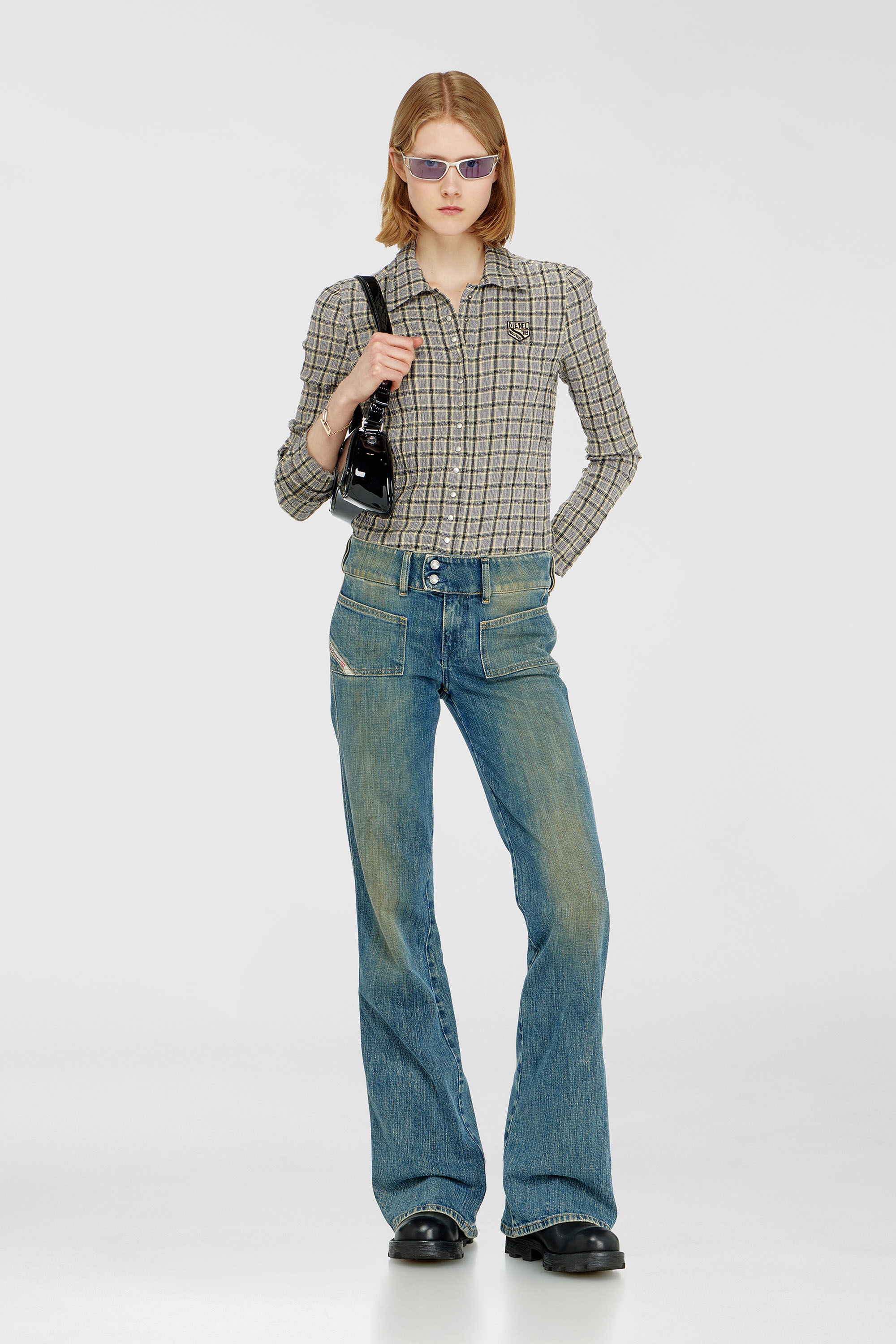 Diesel - Bootcut Jeans D-Hush 007EJ Donna, Blu medio - Image 1
