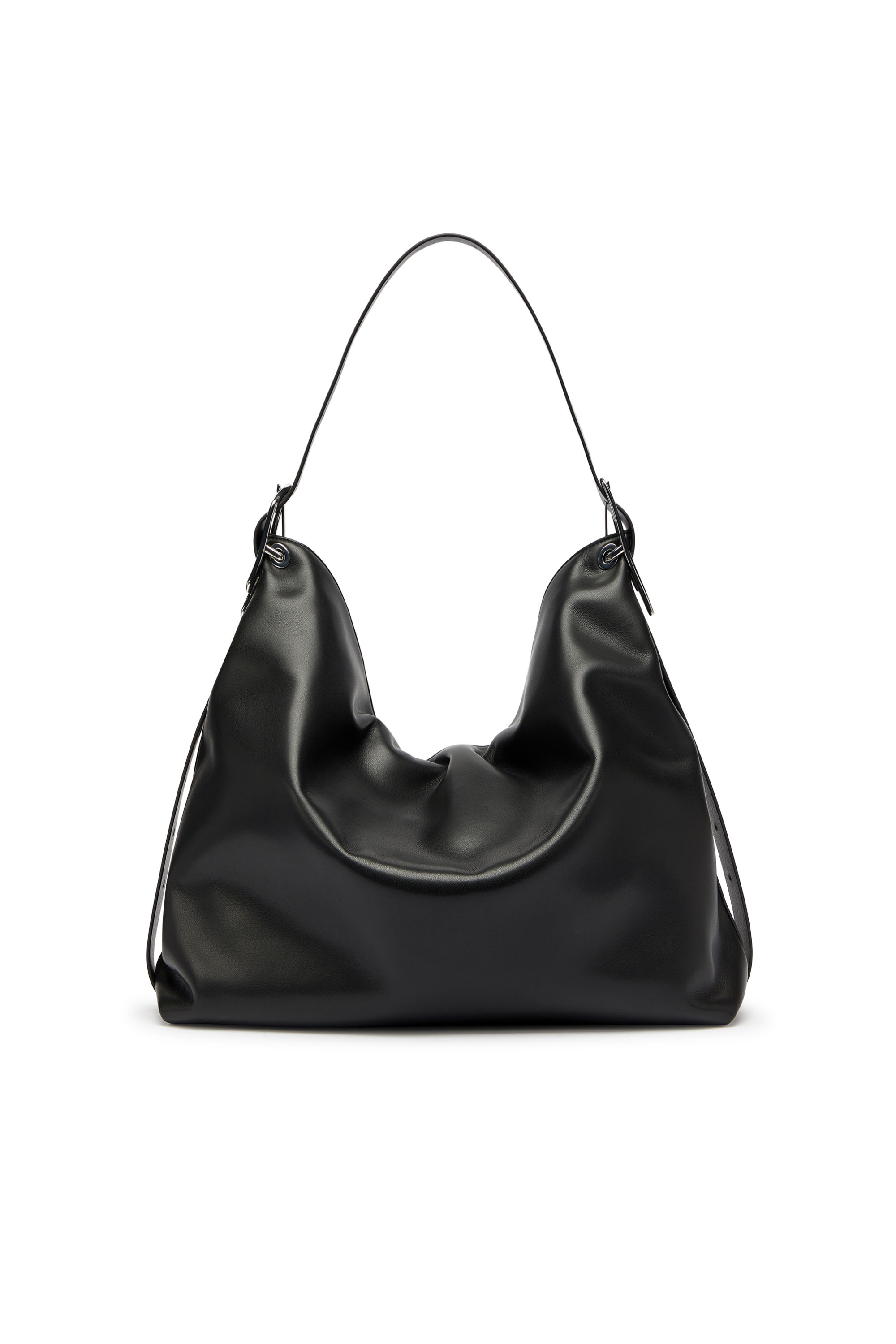 Diesel - D-LINE HOBO, D-Line-Borsa hobo in pelle Donna in Nero - 4