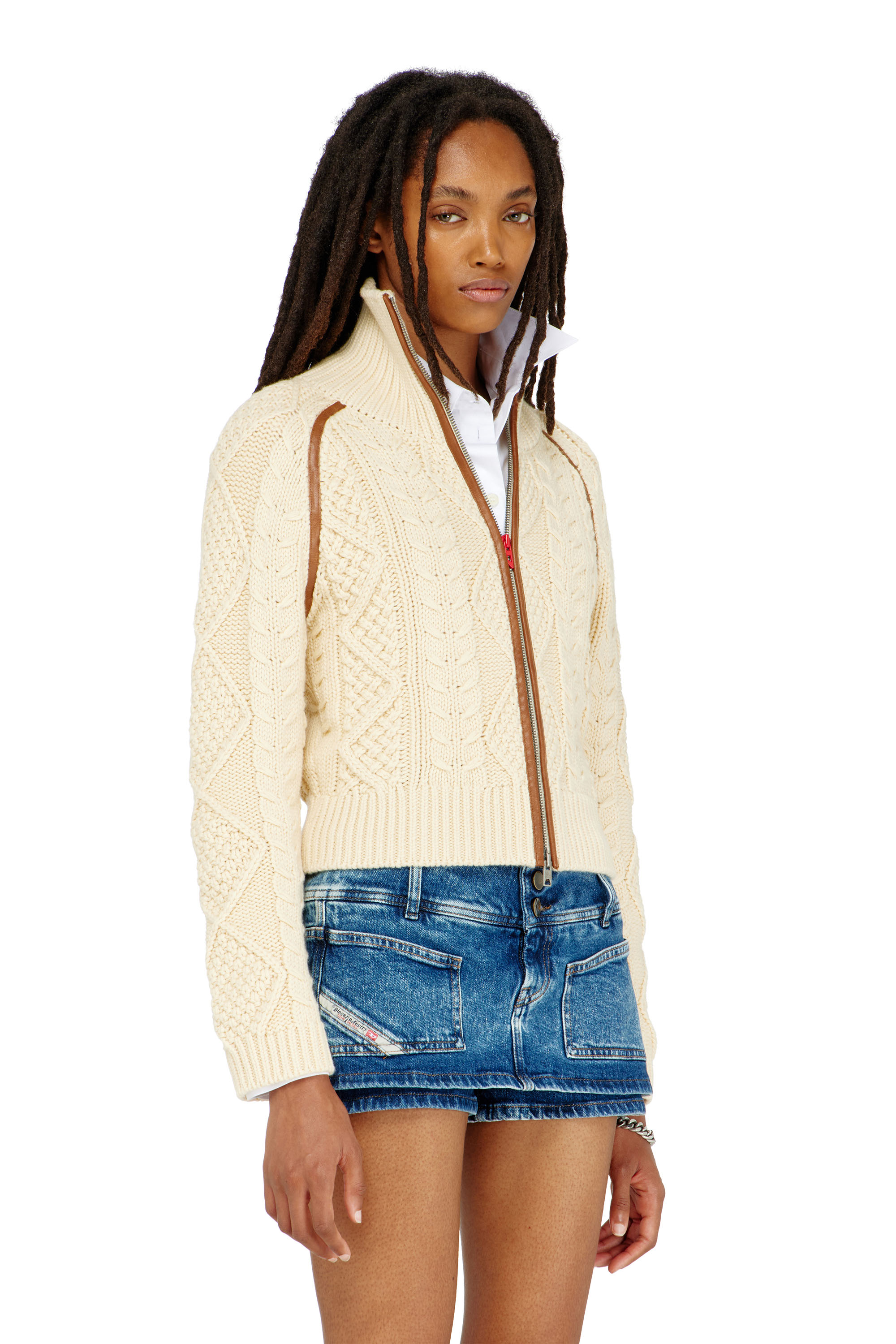 Diesel - M-INTELLE, Cardigan a trecce con bande a contrasto Donna in ToBeDefined - 1