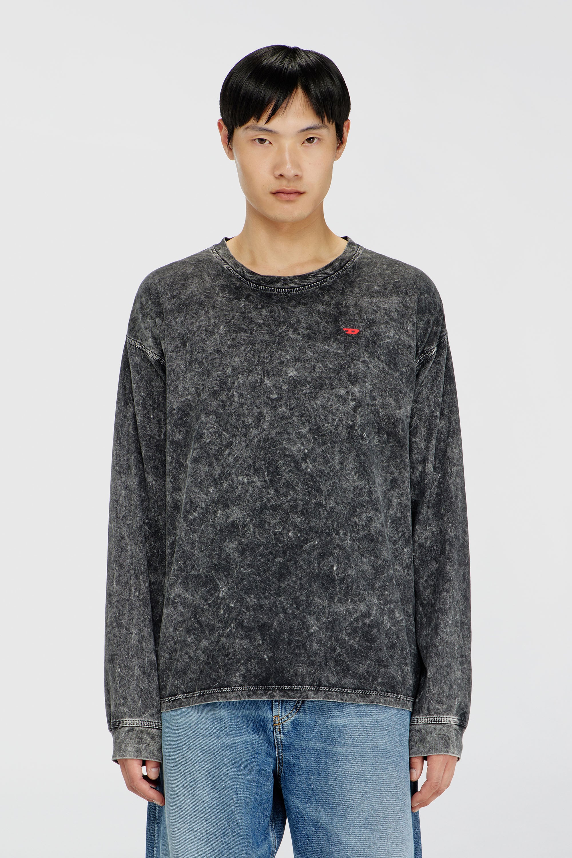 Diesel - T-BOXT-LS-AA5, T-shirt a manica lunga con effetto lavorato Uomo in Grigio - 1