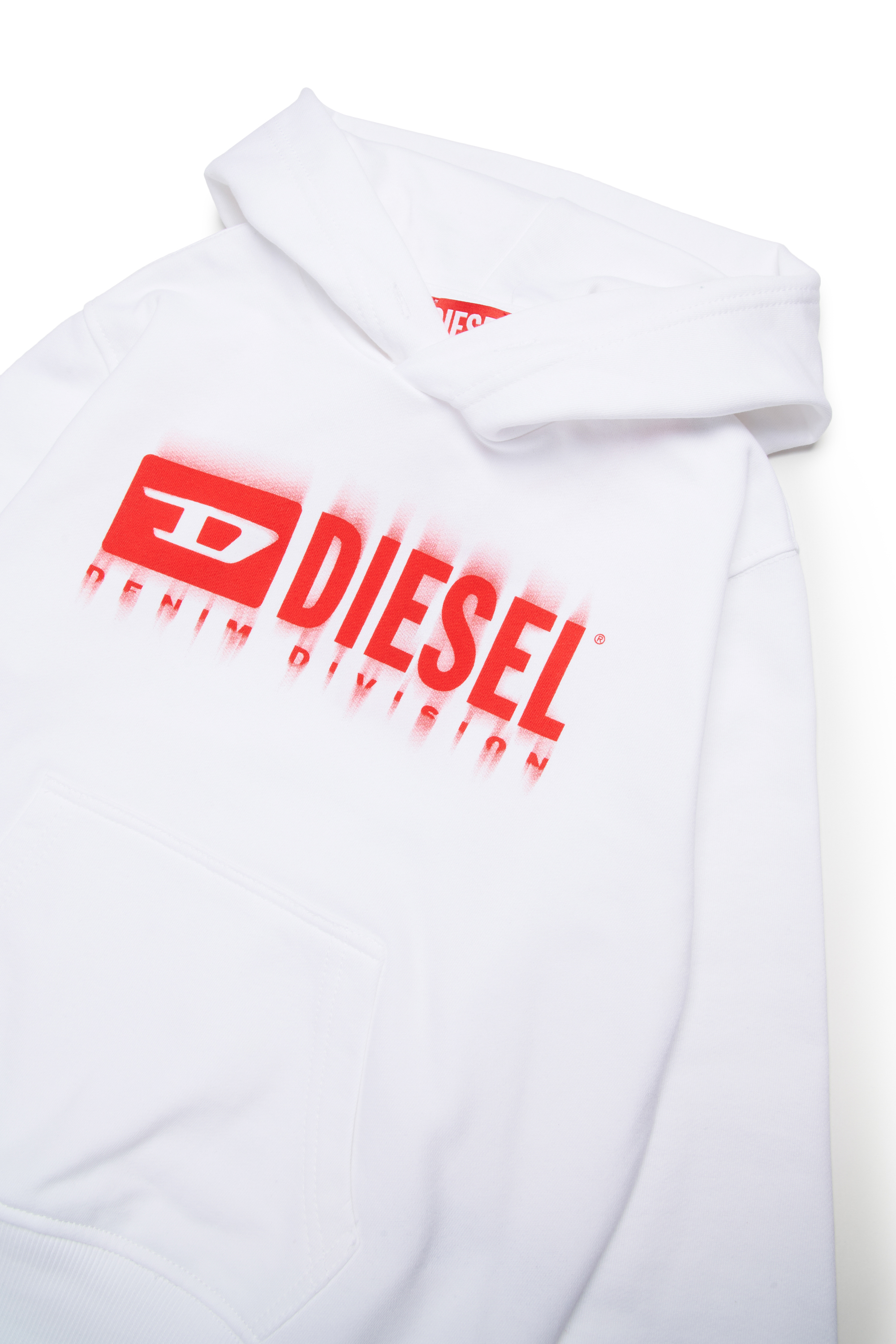 Diesel - SGINNHOODL5 OVER, Felpa con cappuccio e logo sbavato Uomo in Bianco - 3