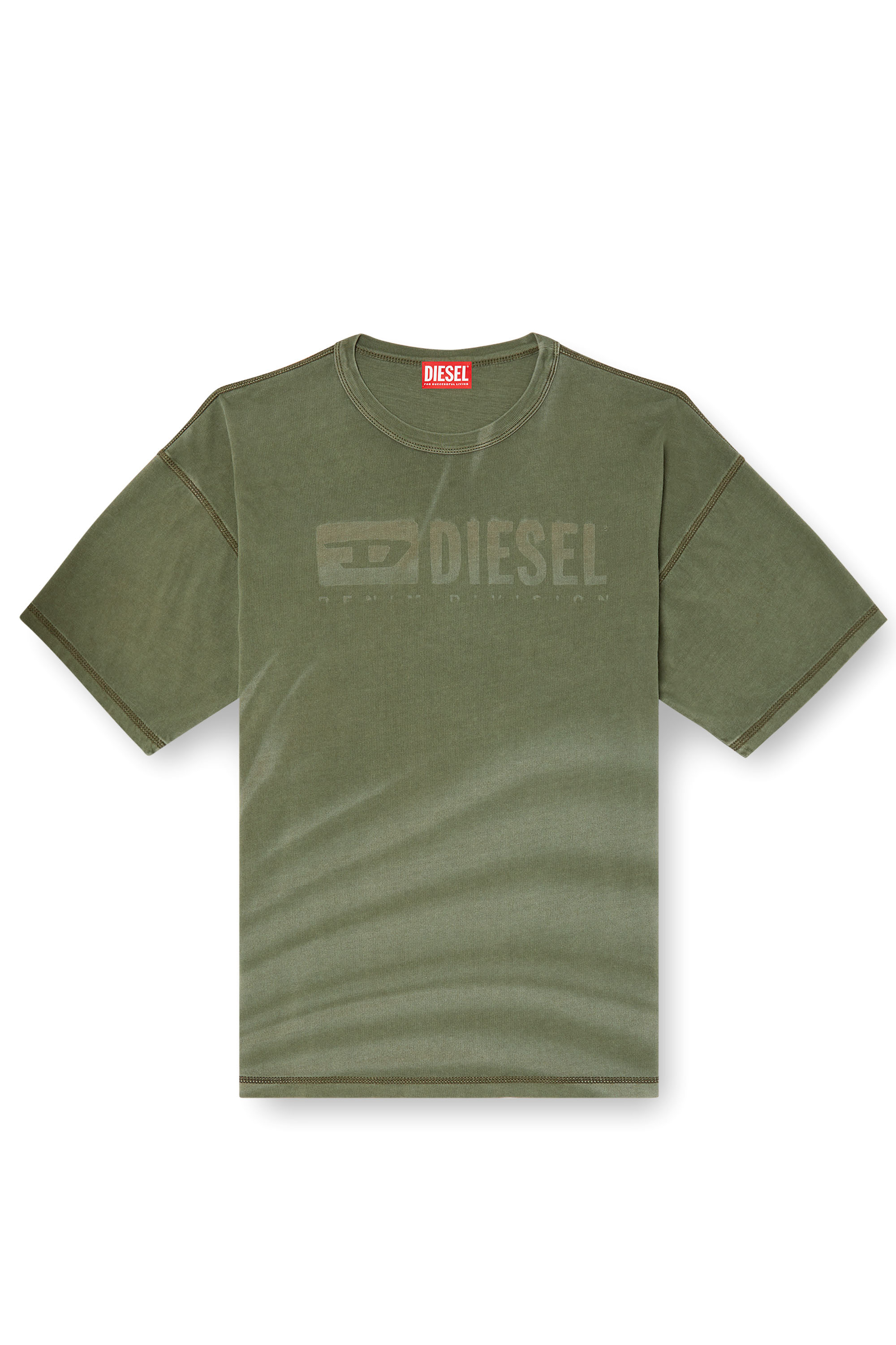 Diesel - T-ADJUST-R13, T-shirt con effetti sfumati laser Uomo in Verde - 3