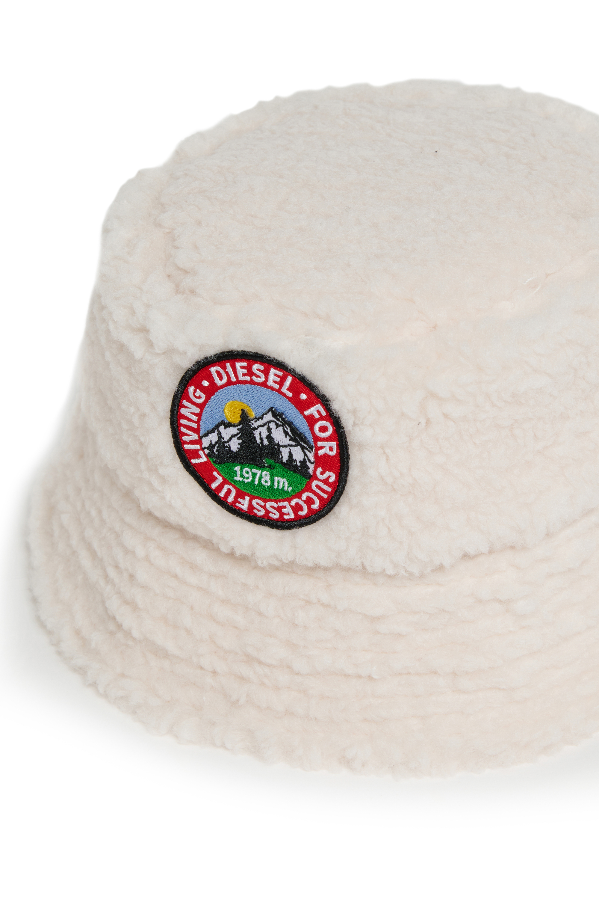 Diesel - FBONT, Cappello bucket in tessuto pile morbido Unisex in Bianco - 3
