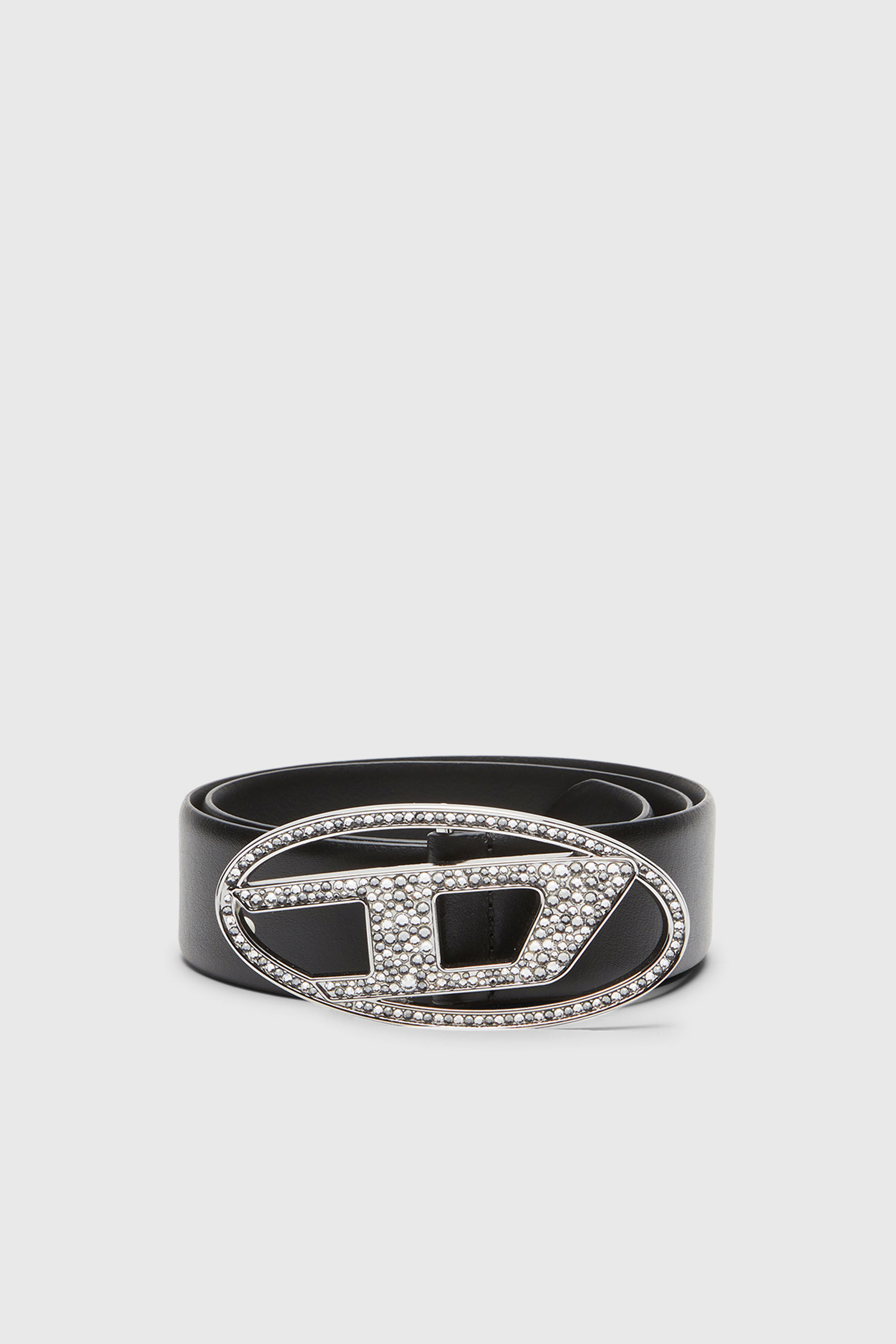Diesel - B-1DR STRASS, Cintura 4 cm in pelle con fibbia gioiello Donna in Nero - 1
