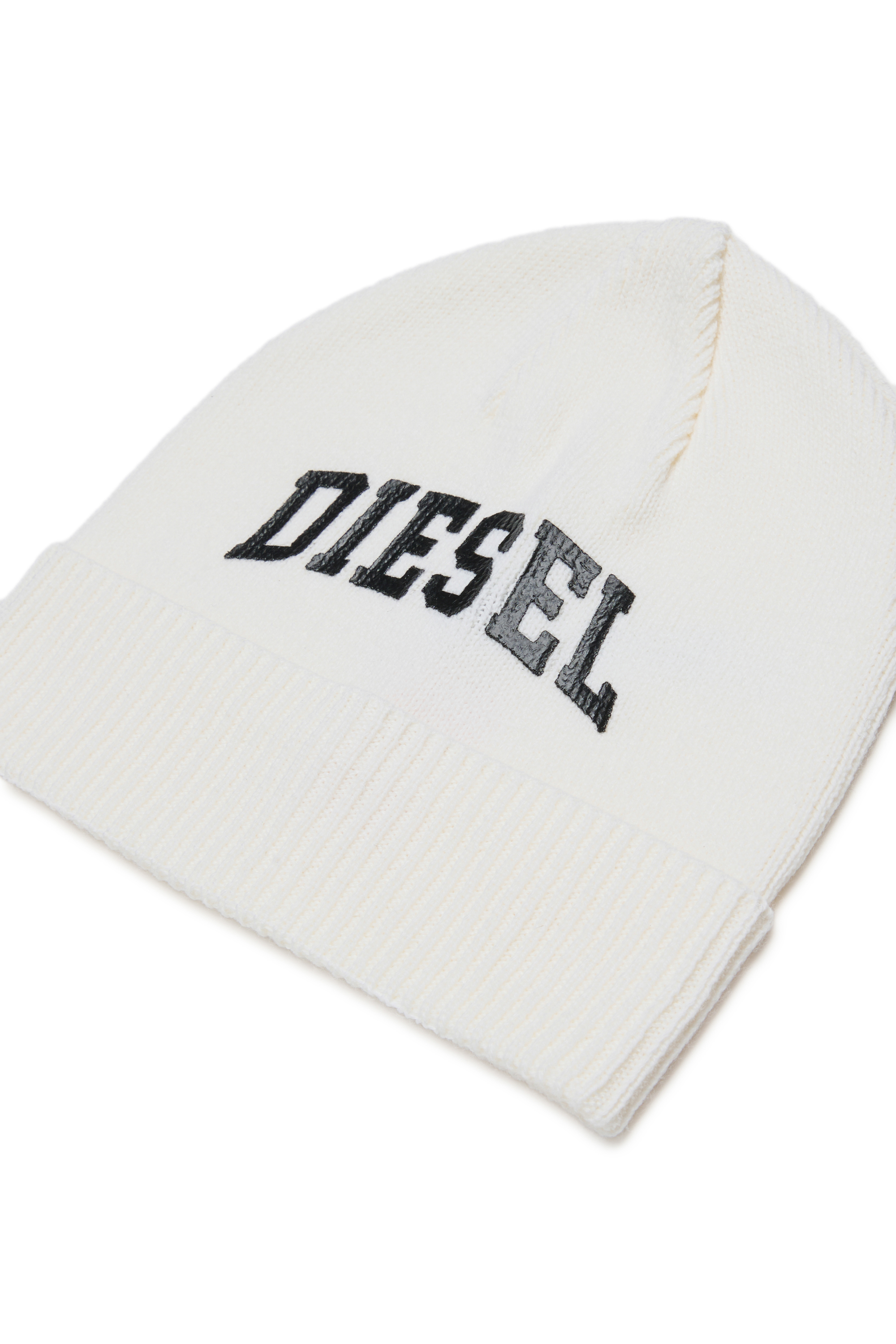 Diesel - FBAND, Berretto in misto lana con logo Unisex in Bianco - 3