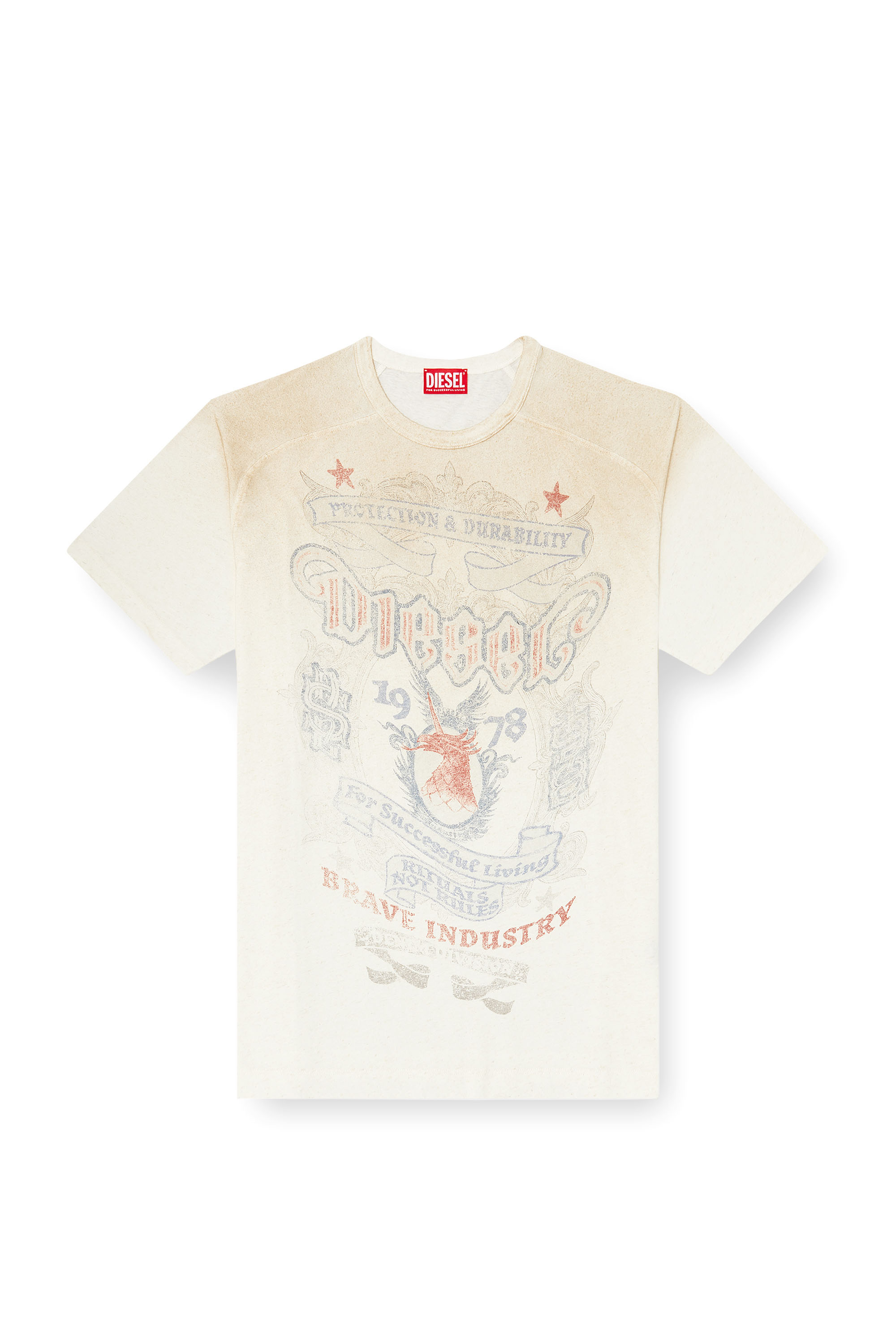 Diesel - T-ALECY, T-shirt con stampa Diesel Crest Uomo in Bianco - 3