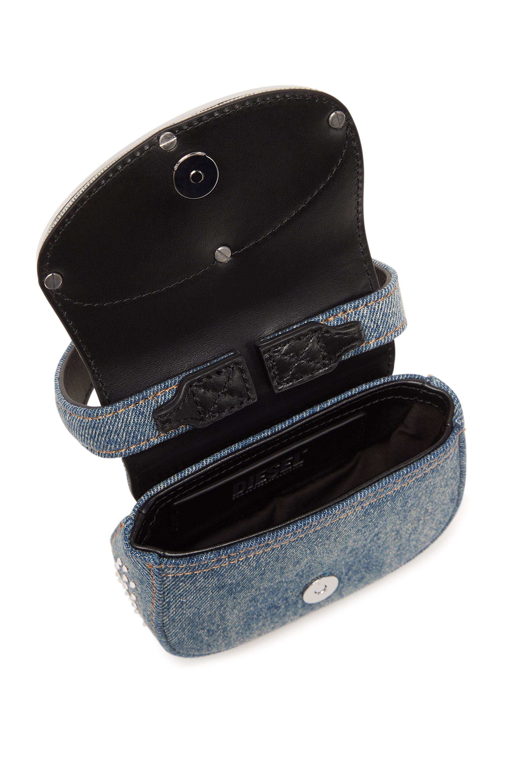 Diesel - 1DR XS, 1DR XS - Iconica mini bag in denim e cristalli Donna in Blu - 4