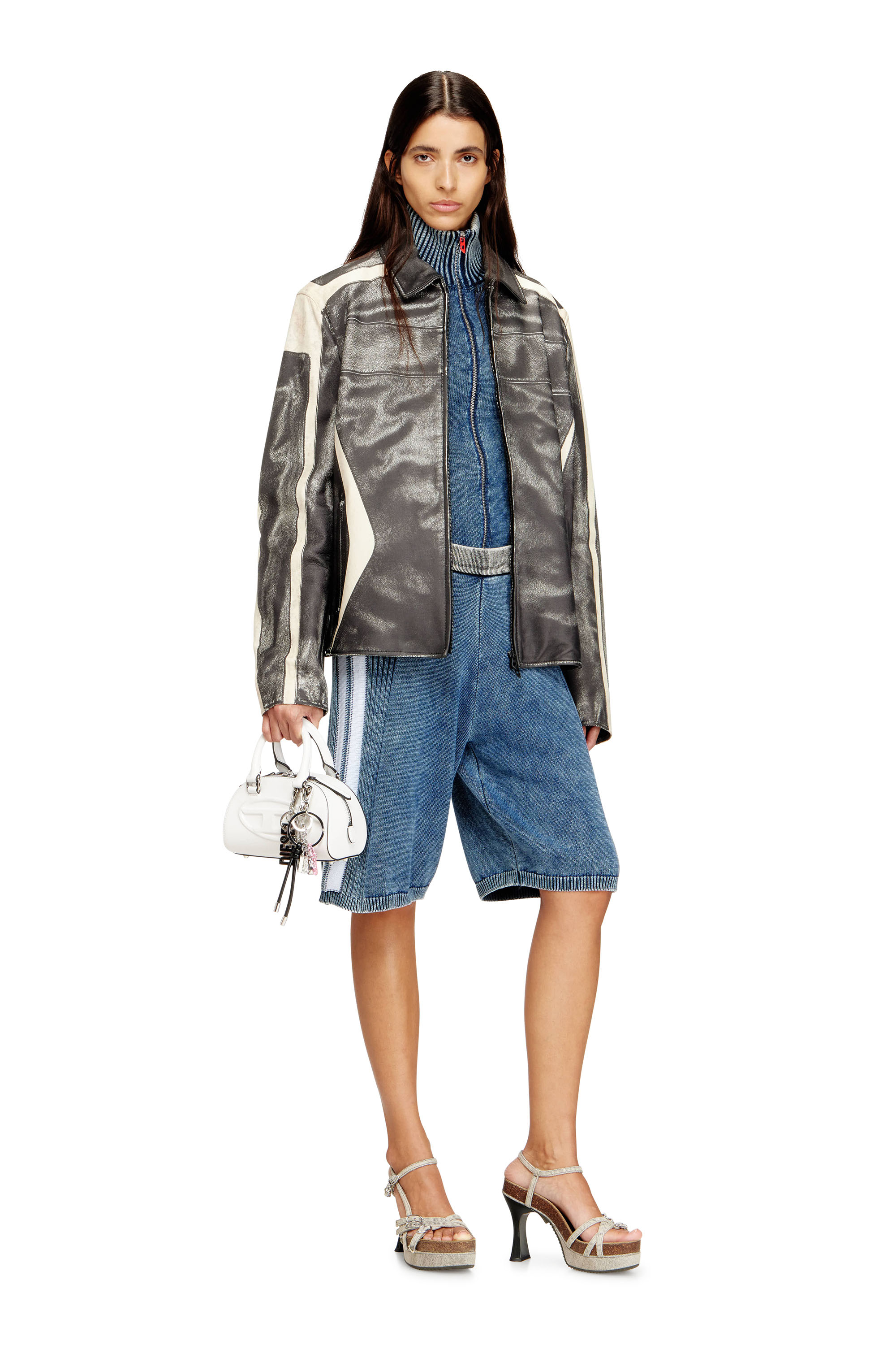 Diesel - M-ESTHER, Short in maglia con bande sportive Donna in ToBeDefined - 2