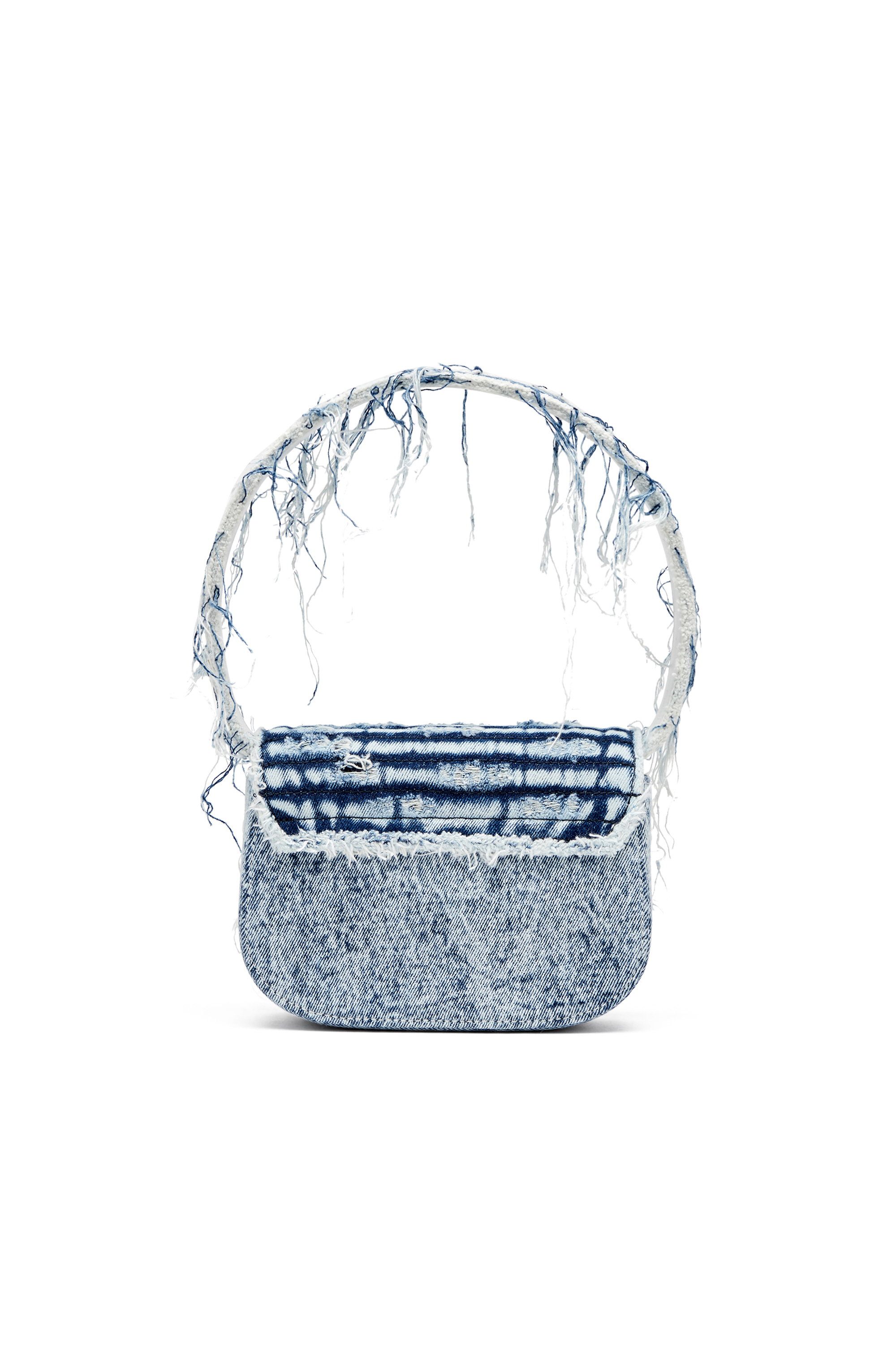 Diesel - 1DR, Iconic shoulder bag in frayed denim Donna in Blu - 2